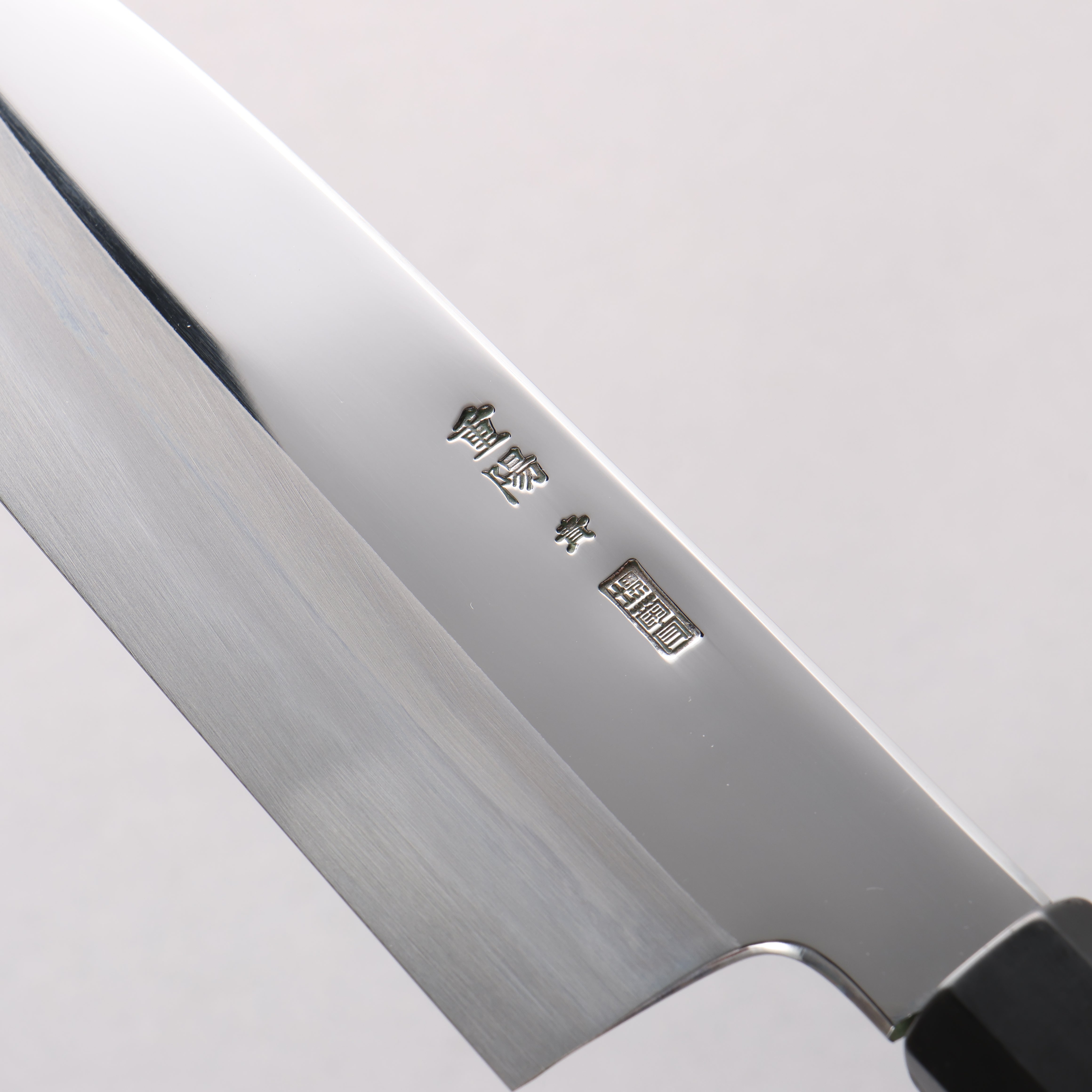 Choyo Blue Steel No.1 Migaki Santoku 180mm Ebony Wood & Black Water Buffalo Horn Handle - Seisuke Knife