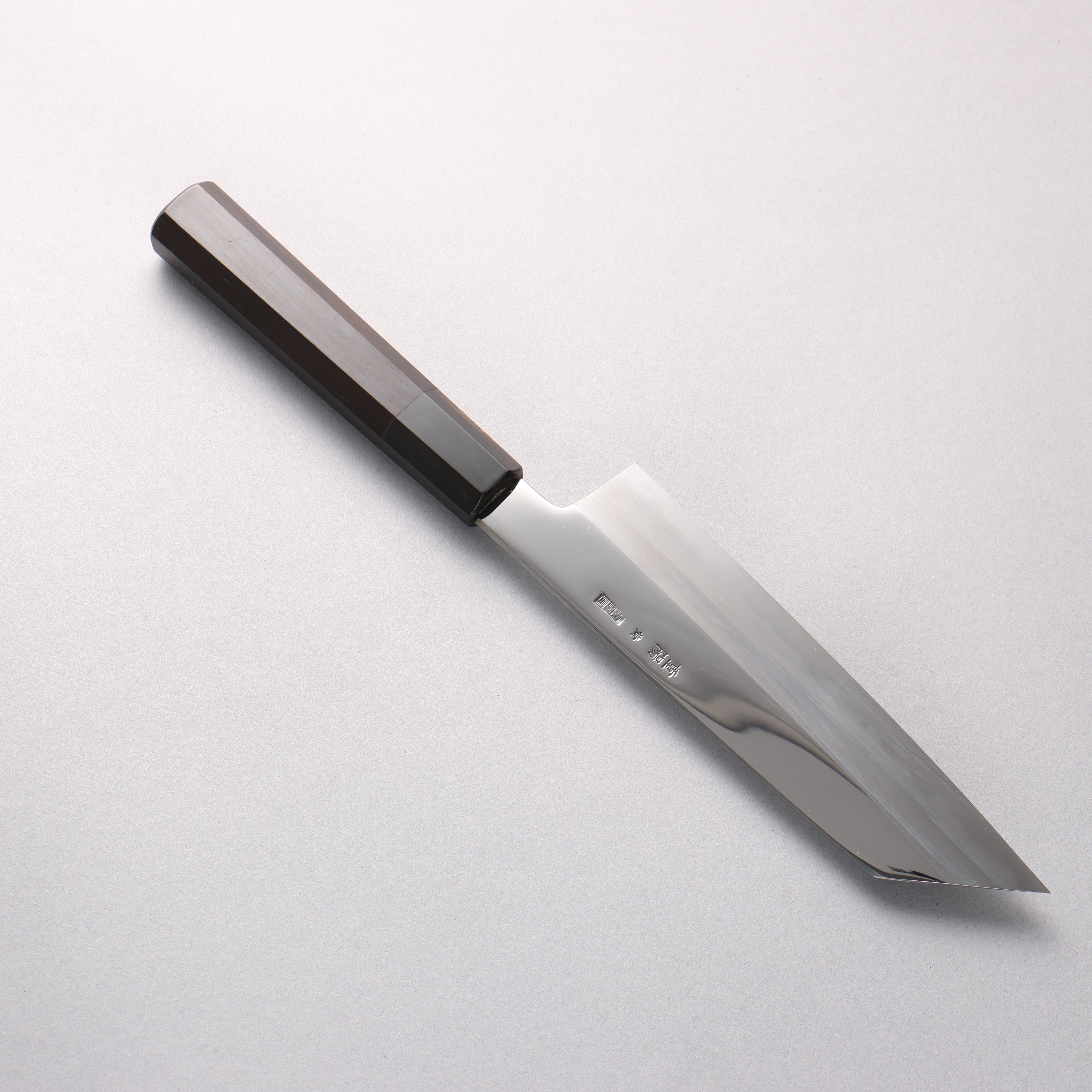 Choyo Blue Steel No.1 Migaki Kiritsuke Santoku 180mm Ebony Wood & Black Water Buffalo Horn Handle - Seisuke Knife
