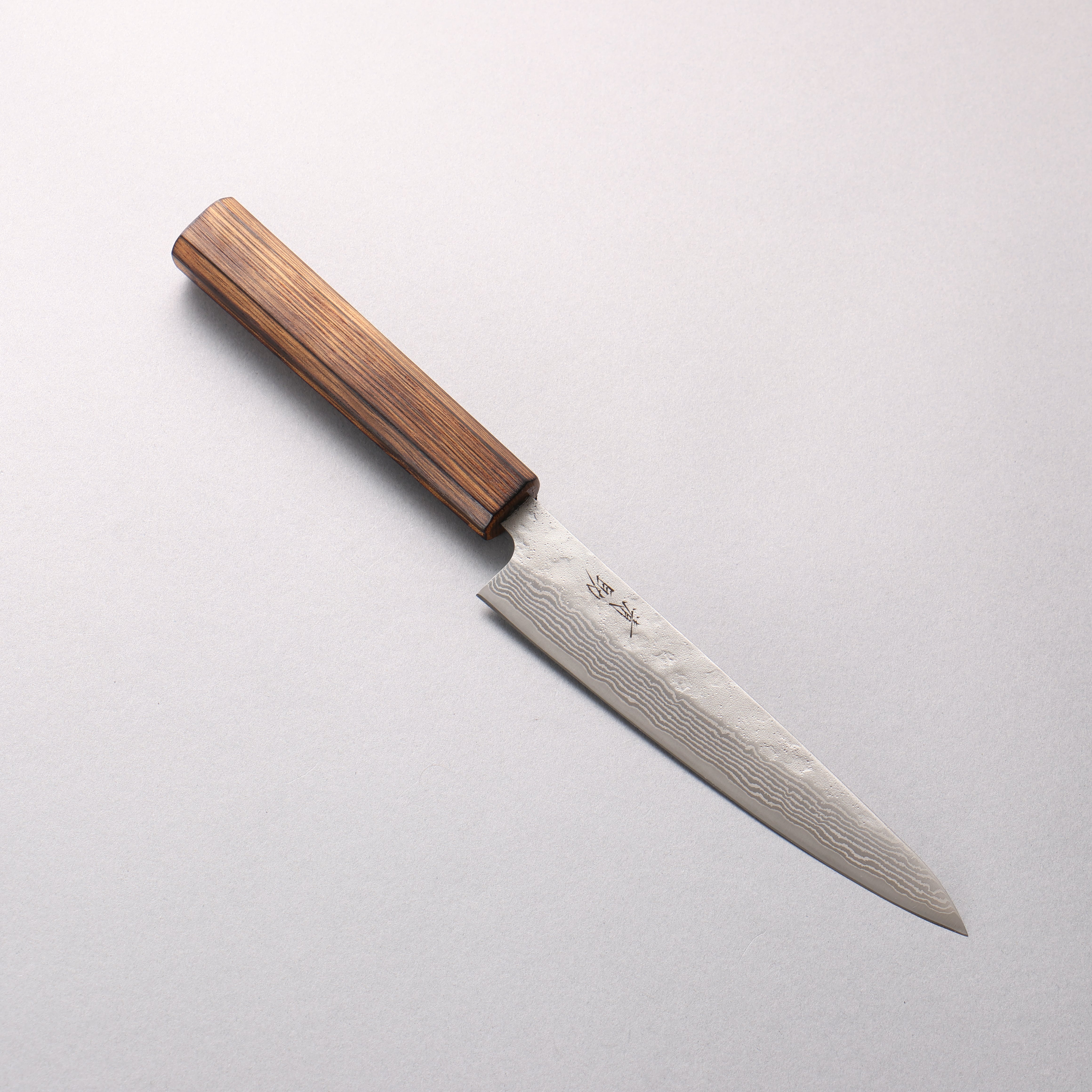 Seisuke Stainless Steel 440C Hammered Damascus Petty-Utility 150mm Oak Handle