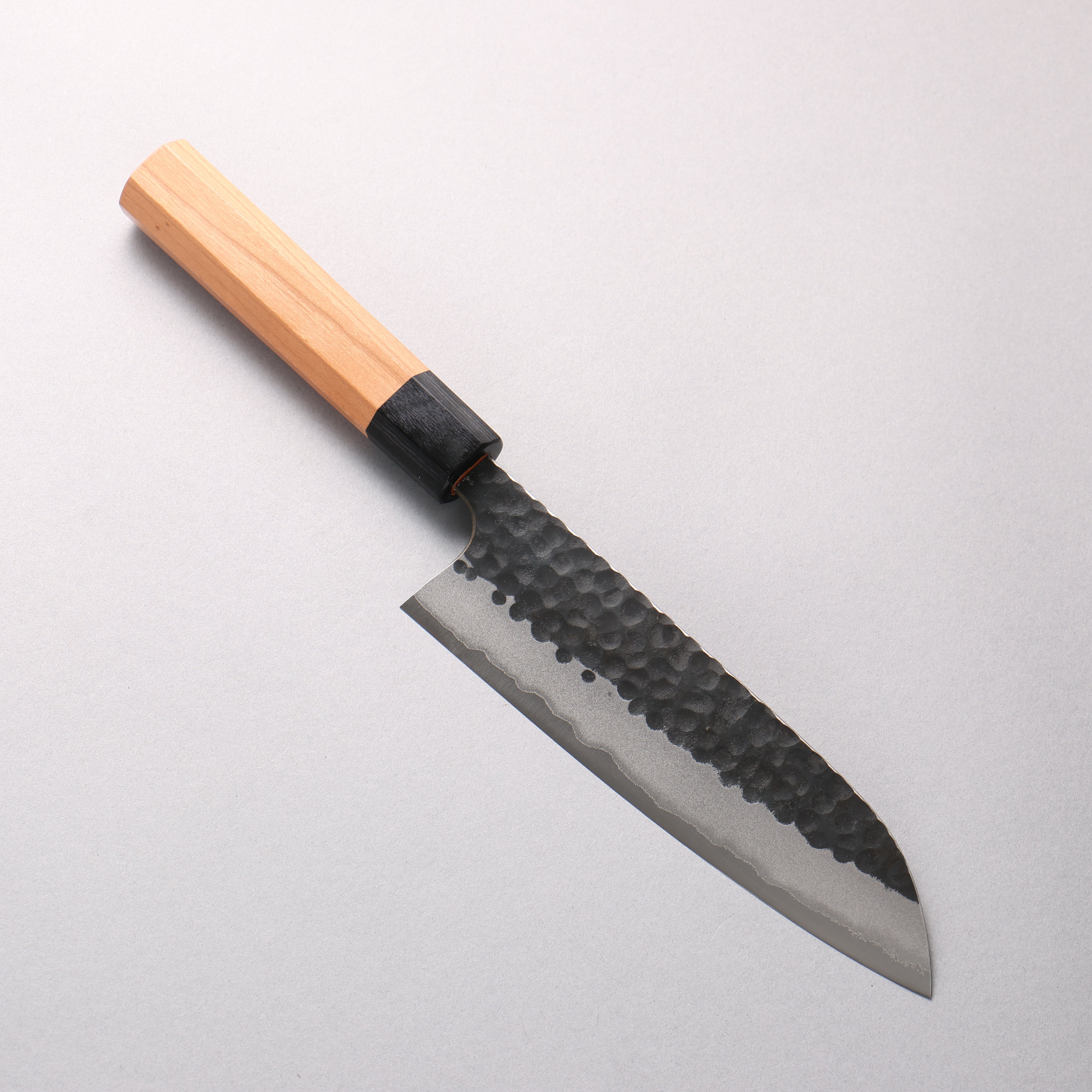 Masakage Koishi Blue Super Black Finished Santoku 165mm American Cherry Handle - Seisuke Knife