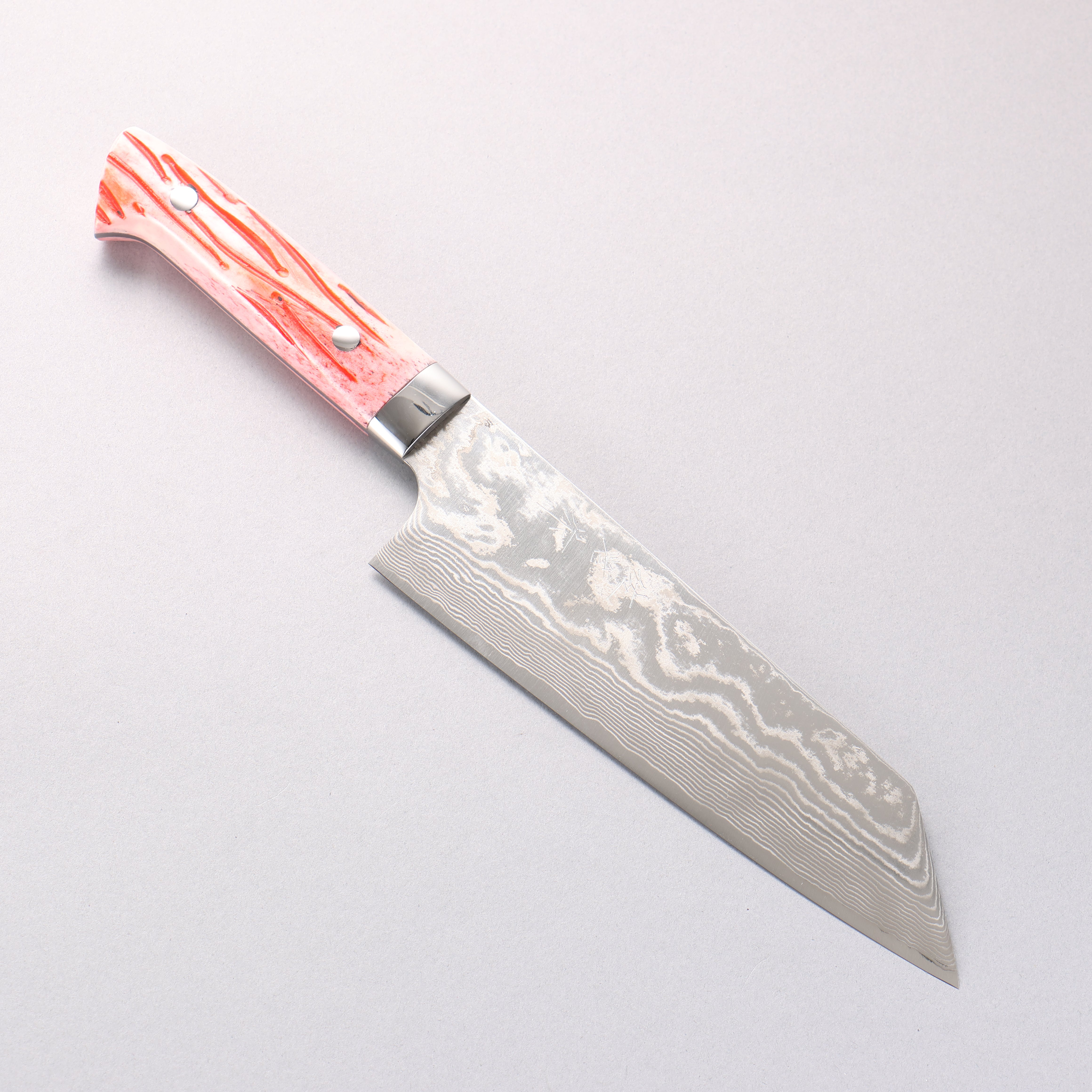 Takeshi Saji SPG STRIX Damascus Bunka 180mm Orange Cow Bone Handle