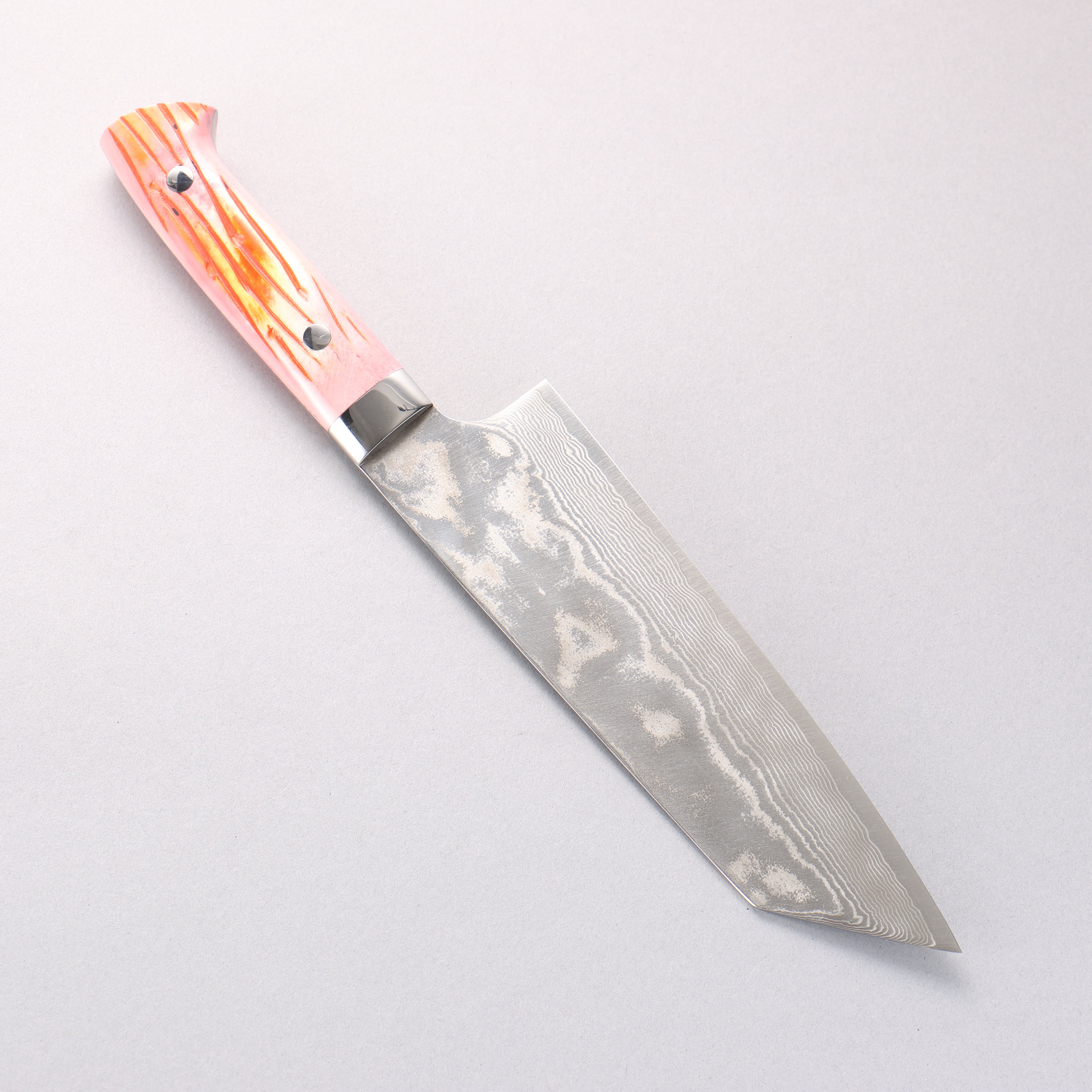 Takeshi Saji SPG STRIX Damascus Bunka 180mm Orange Cow Bone Handle