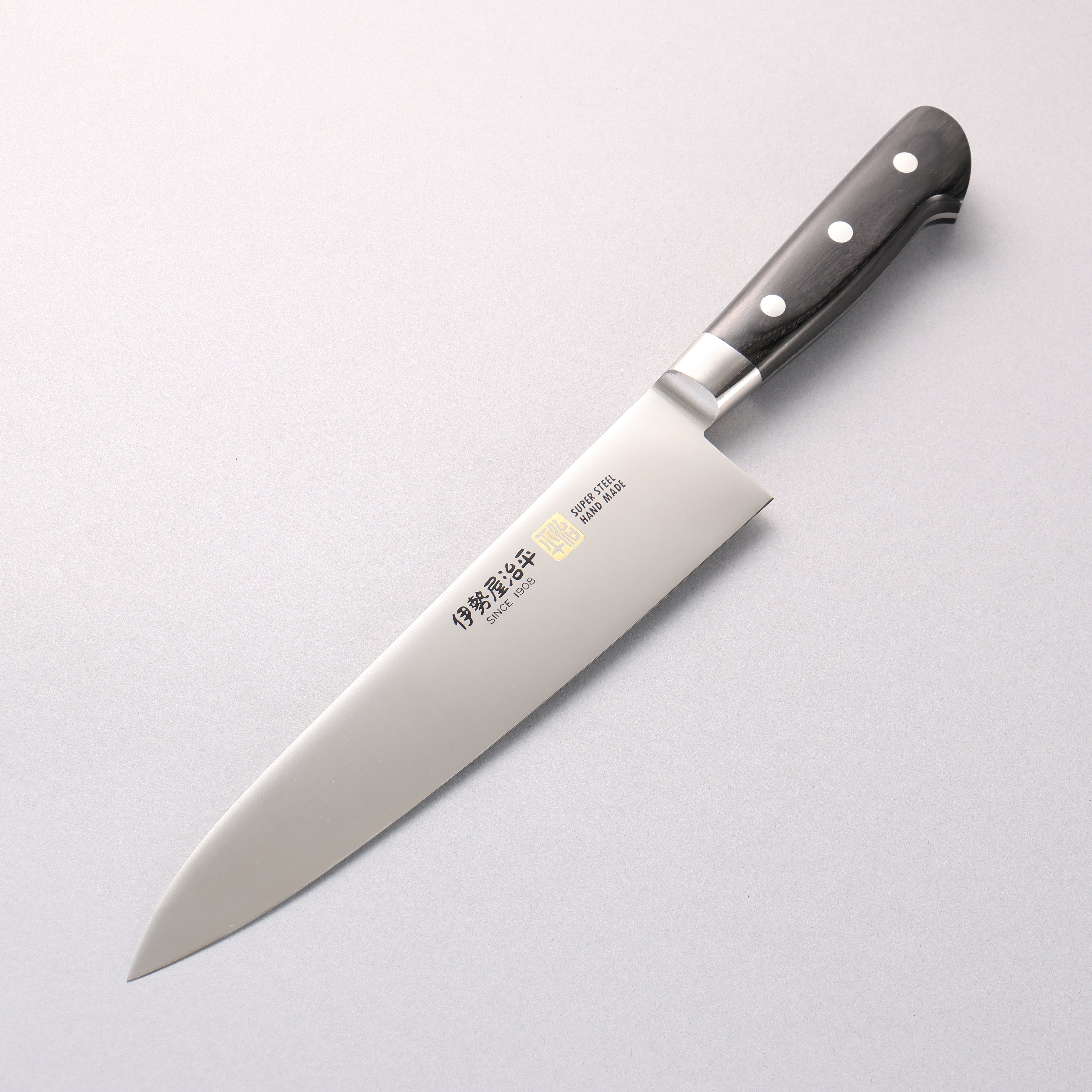 Iseya Molybdenum Gyuto 210mm Black Pakkawood Handle - Seisuke Knife