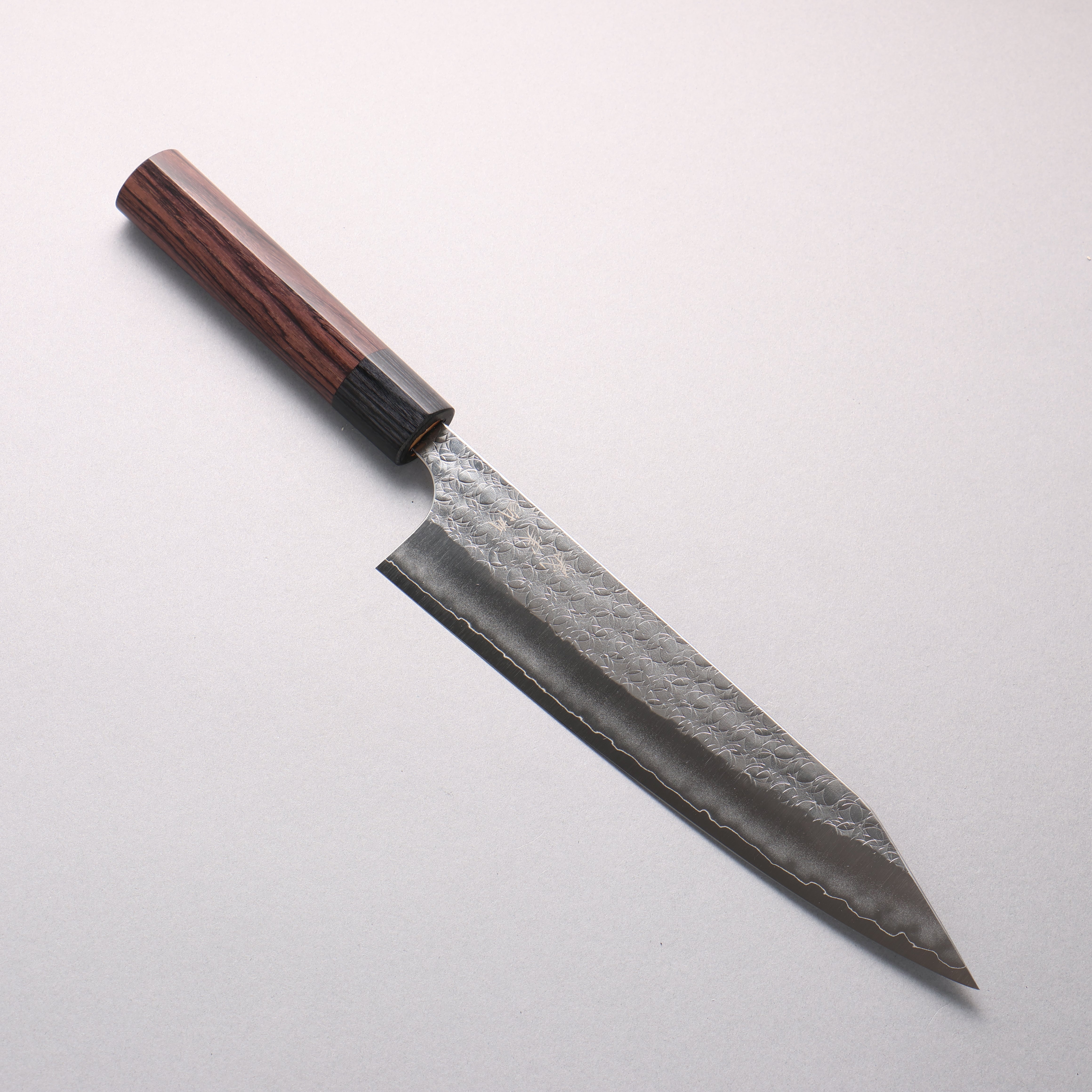 Yoshimi Kato Minamo SG2 Hammered Kiritsuke Gyuto 210mm Rosewood (Ferrule: Black Pakka Wood) Handle
