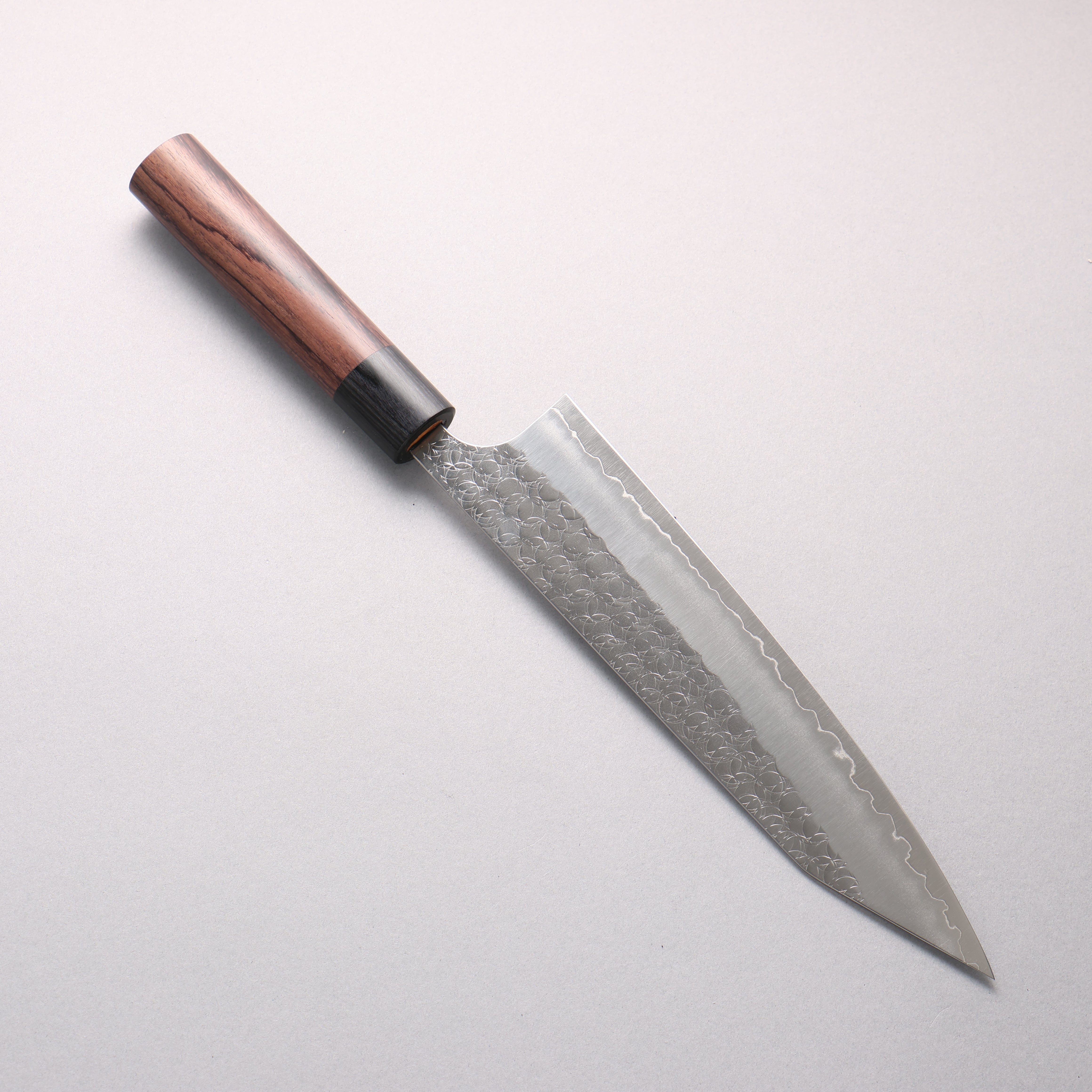 Yoshimi Kato Minamo SG2 Hammered Kiritsuke Gyuto 210mm Rosewood (Ferrule: Black Pakka Wood) Handle
