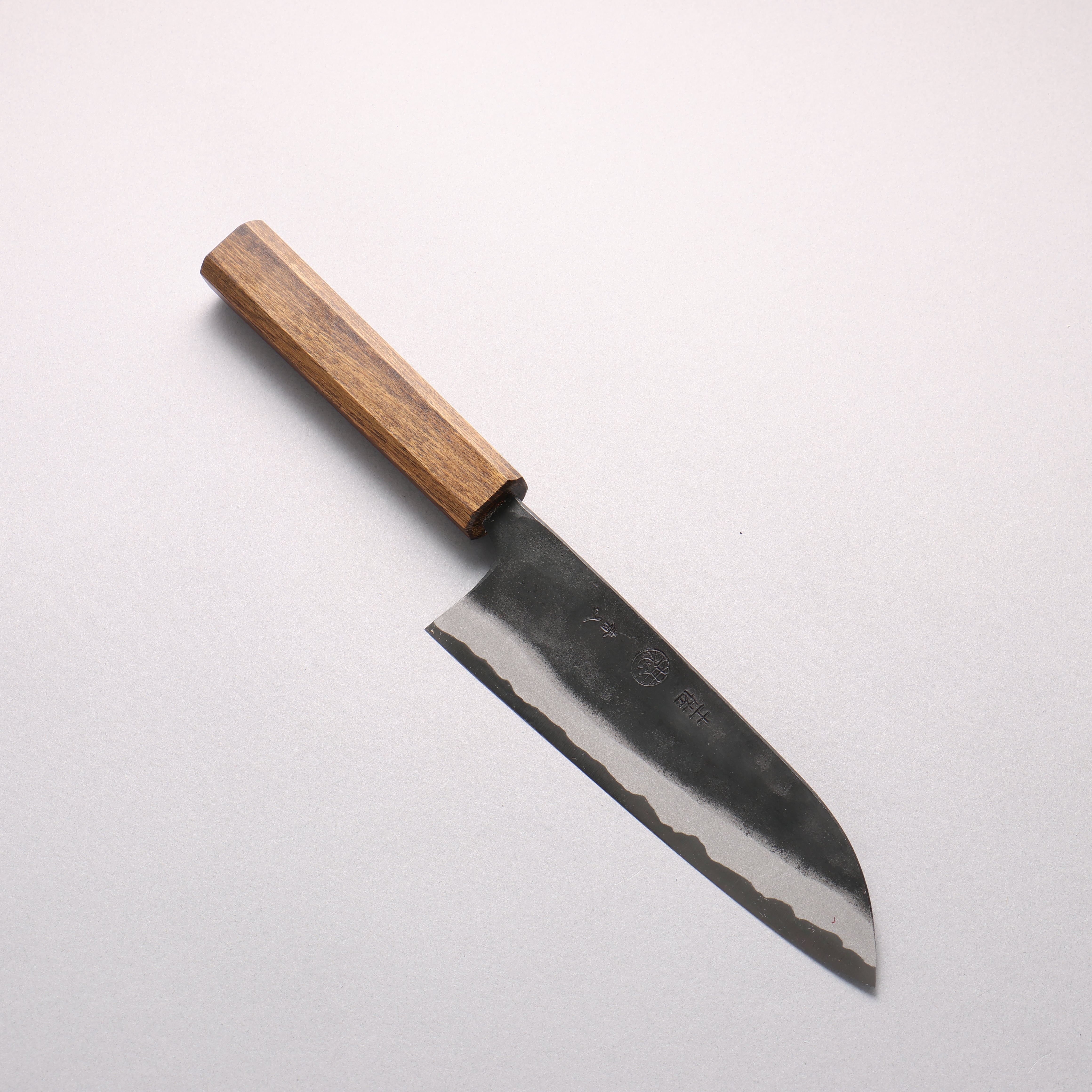 Kyohei Shindo Blue Steel Black Finished Santoku 170mm Live oak Lacquered Handle - Seisuke Knife