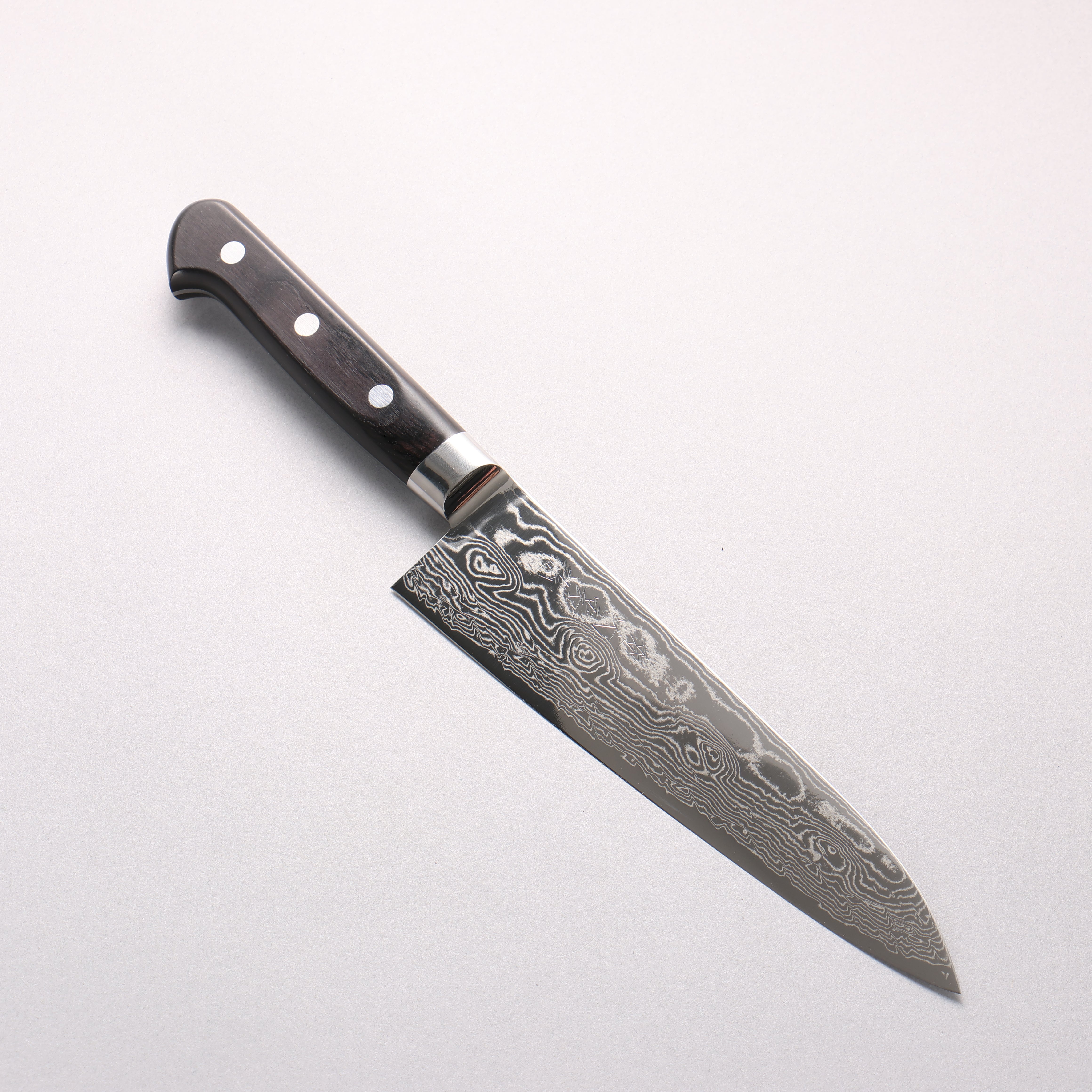 Ryusen Bonten Unryu VG10 63 Layer Damascus Gyuto 180mm Black Pakka wood Handle