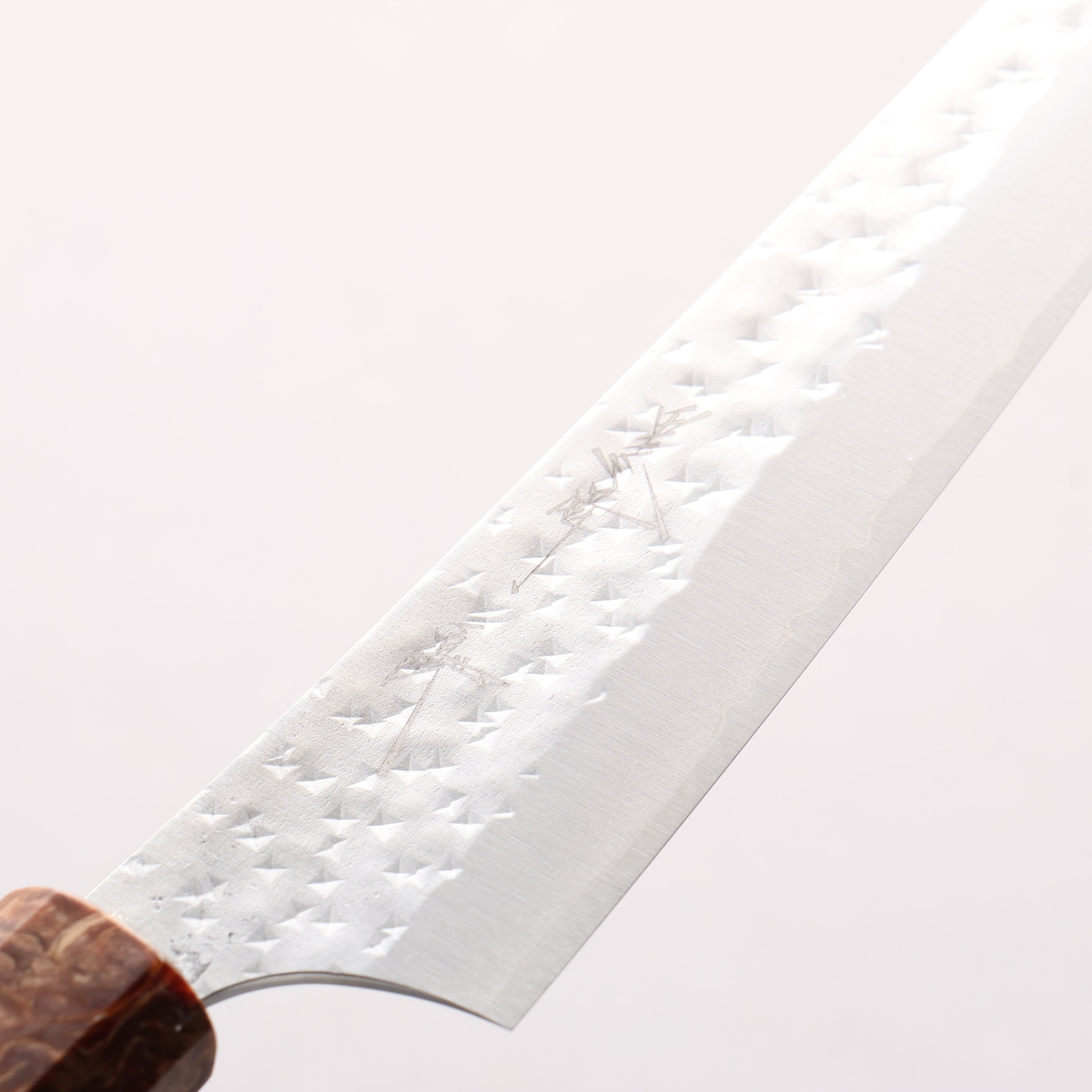 Yu Kurosaki Kokusen Blue Super Hammered Petty-Utility 150mm Brown Stabilized Wood (White Ring) Handle