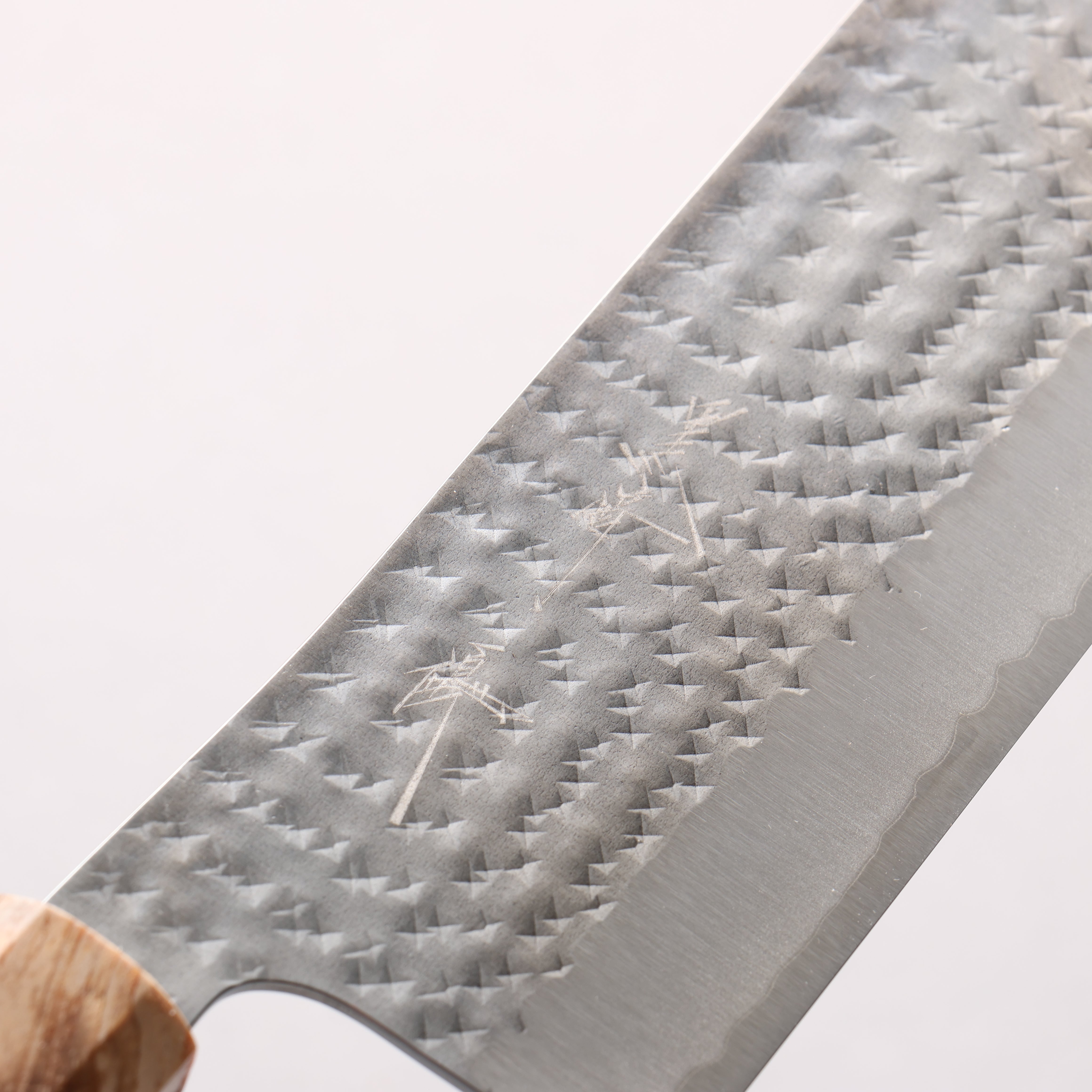 Yu Kurosaki Kokusen Blue Super Hammered Nakiri 165mm Brown Stabilized Wood (White Ring) Handle