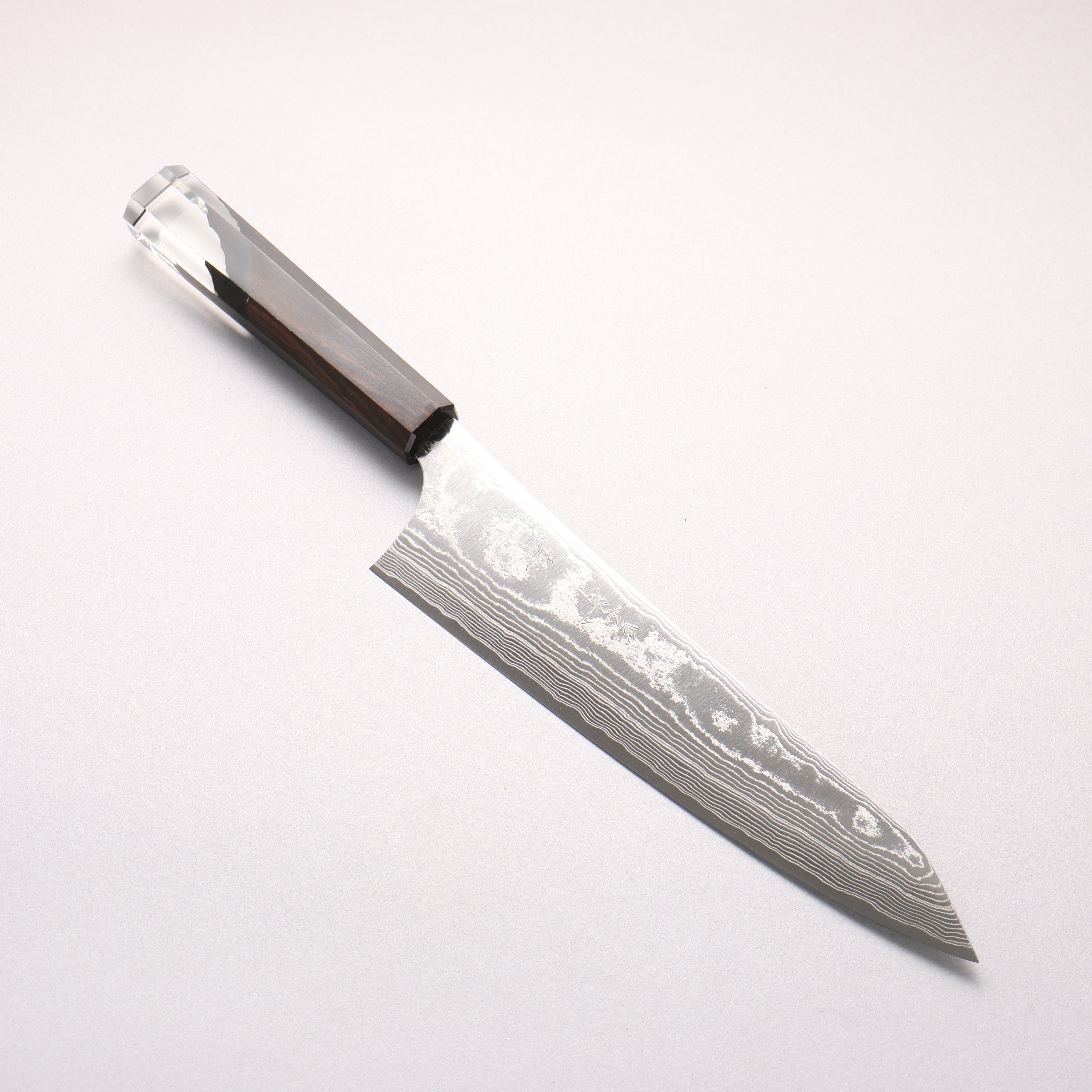 Yu Kurosaki Suiun SG2 Damascus Gyuto 210mm Ebony and Clear Resin Handle