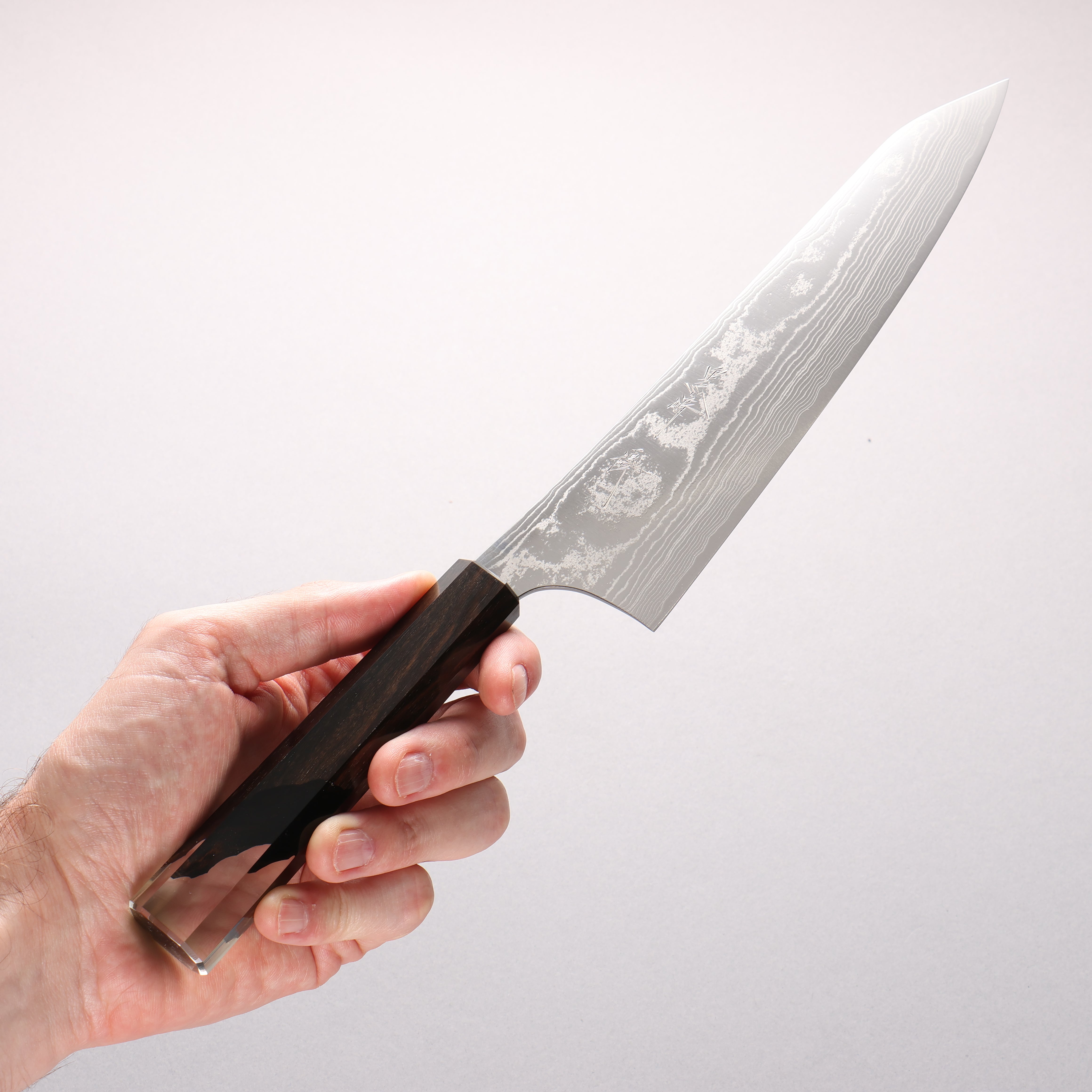 Yu Kurosaki Suiun SG2 Damascus Gyuto 210mm Ebony and Clear Resin Handle