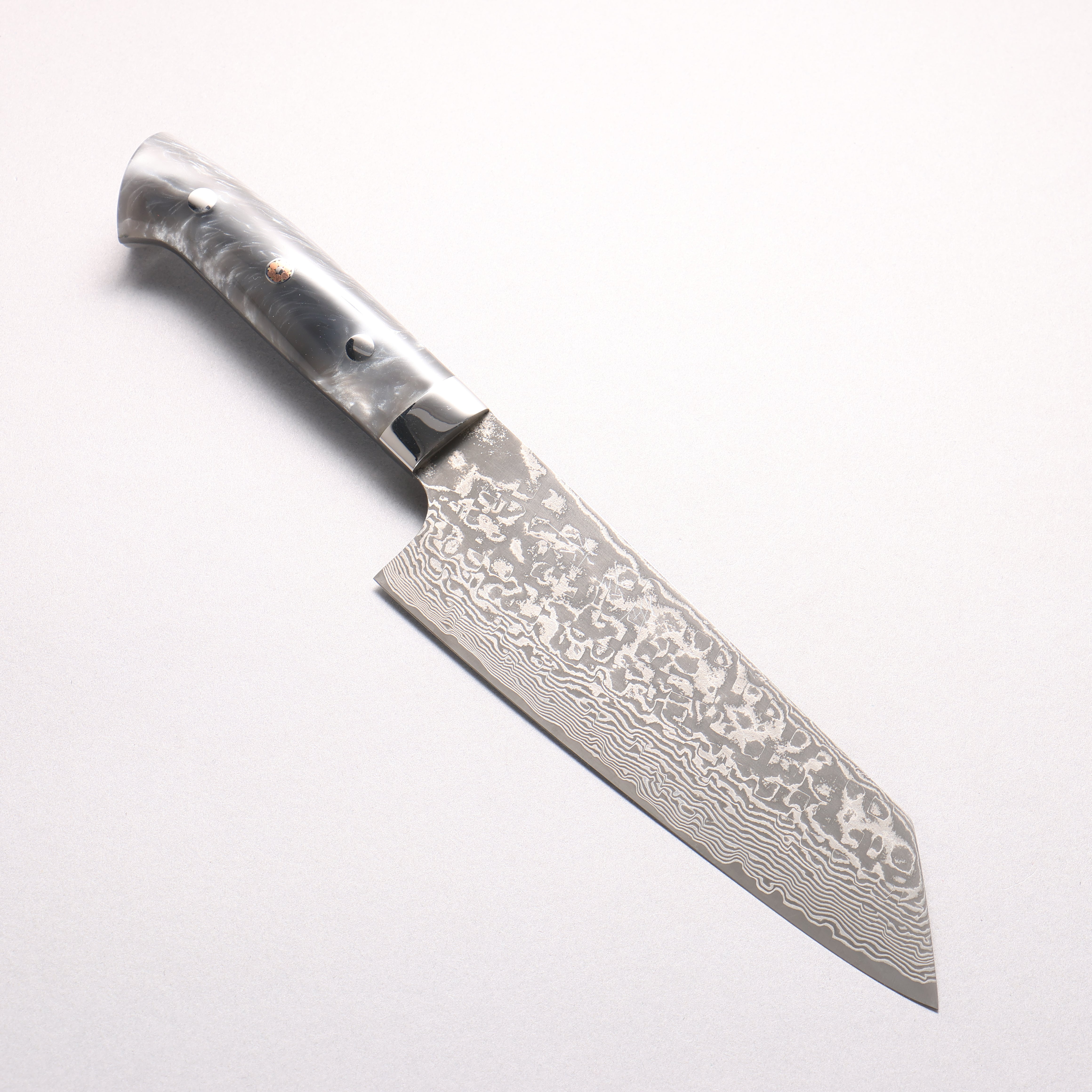 Takeshi Saji SG2 Black Damascus Bunka 180mm Grey Marble Acrylic Handle