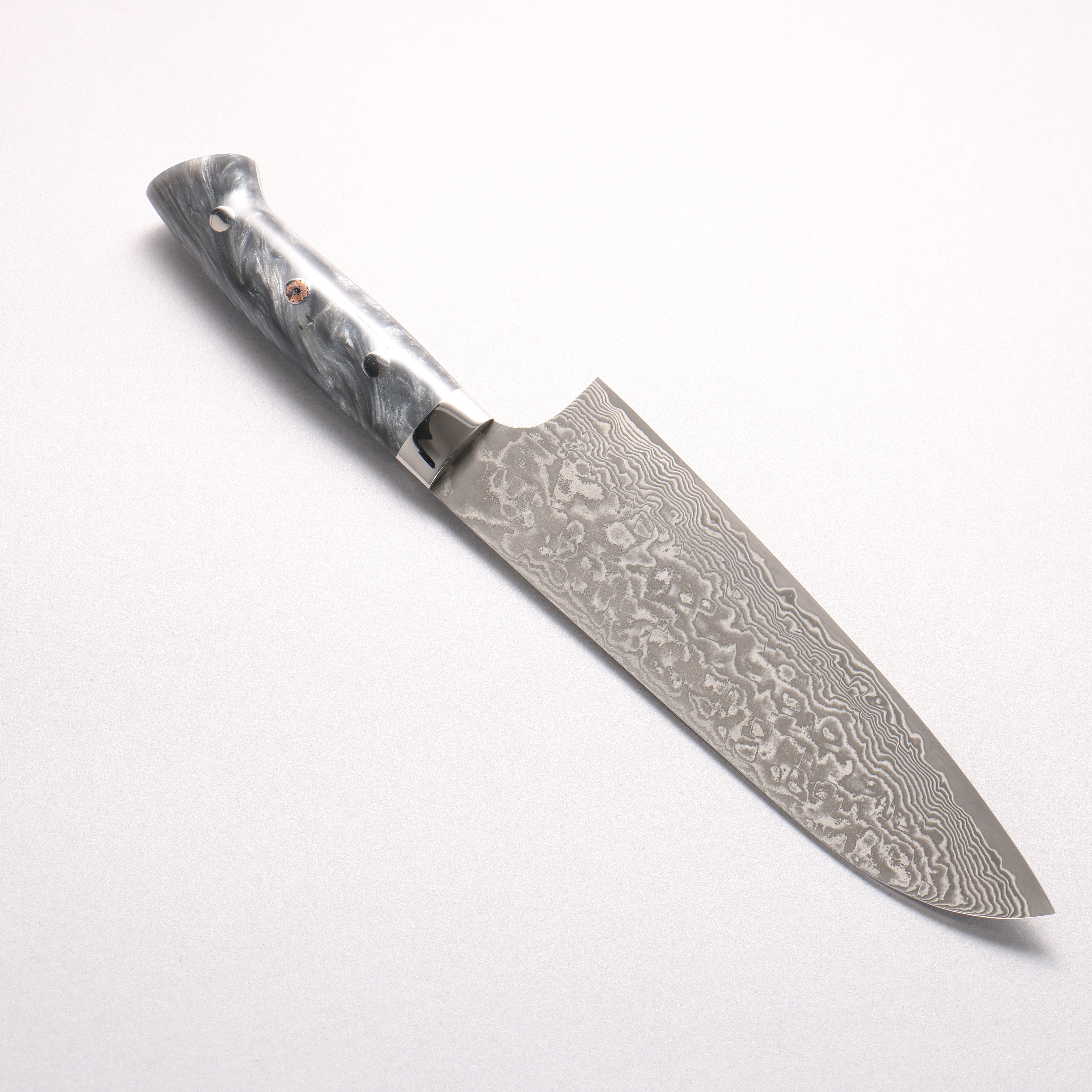 Takeshi Saji SG2 Black Damascus Santoku 180mm Grey Marble Acrylic Handle