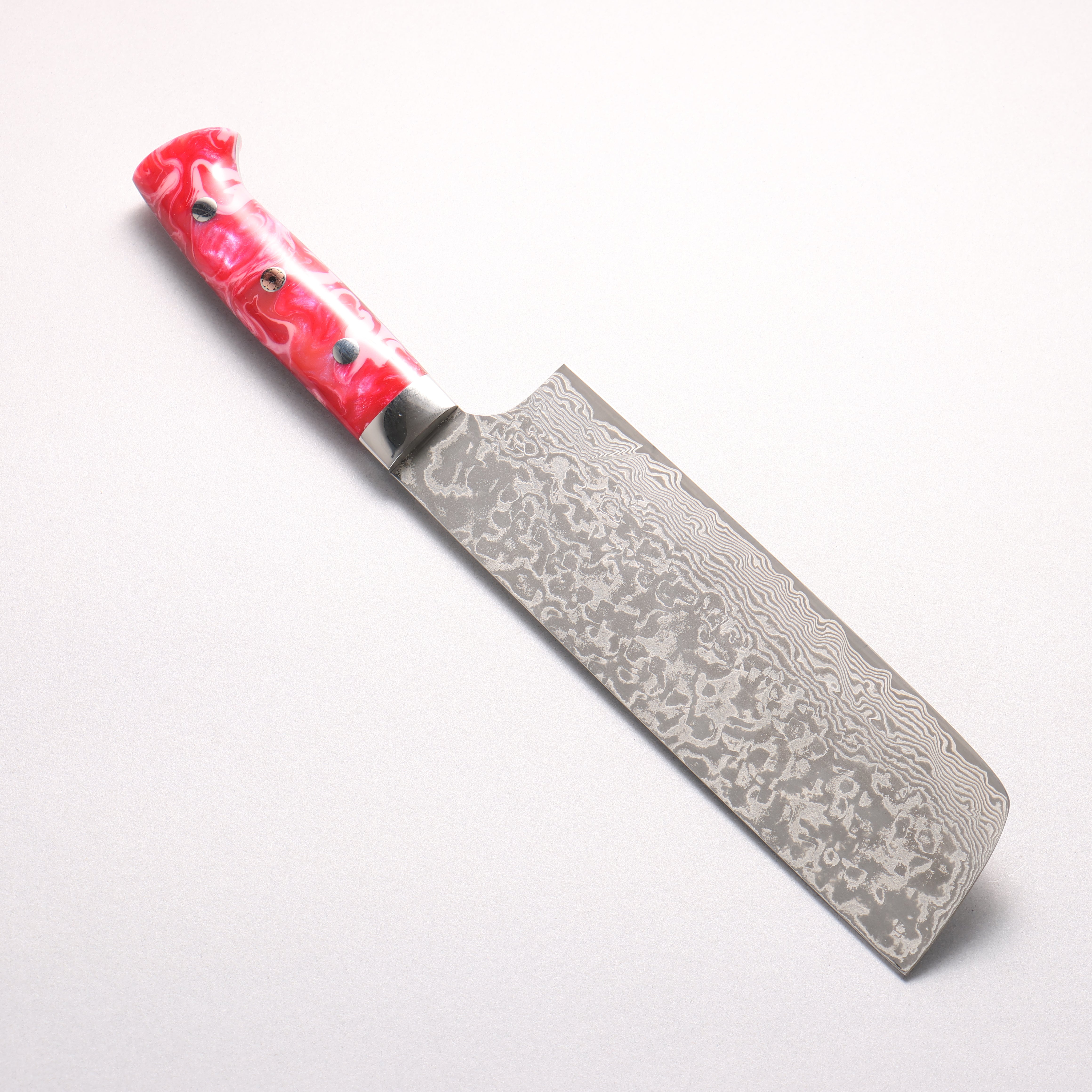 Takeshi Saji SG2 Black Damascus Nakiri 165mm Pink Marble Acrylic Handle