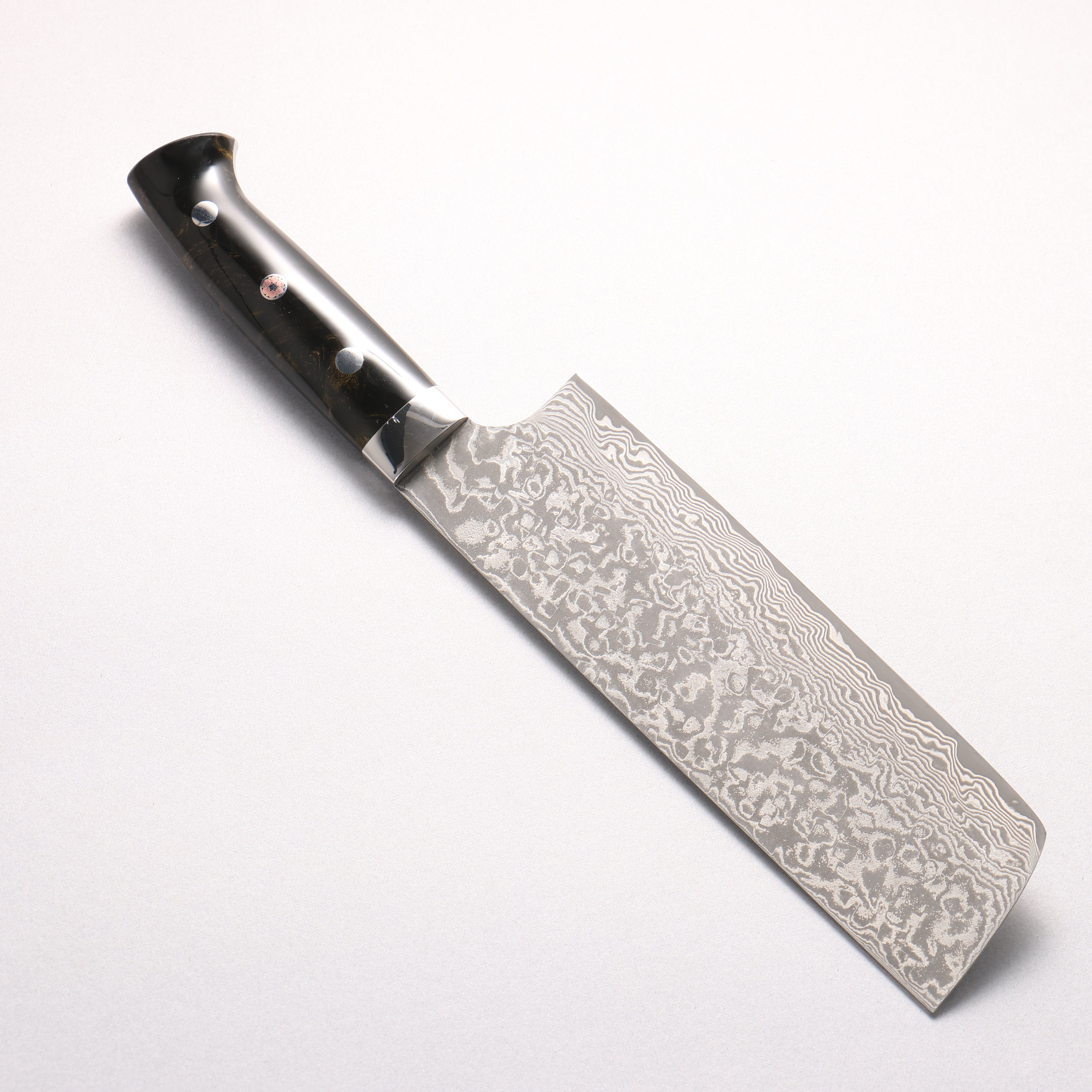 Takeshi Saji SG2 Black Damascus Nakiri 165mm Brown Black Acrylic Handle