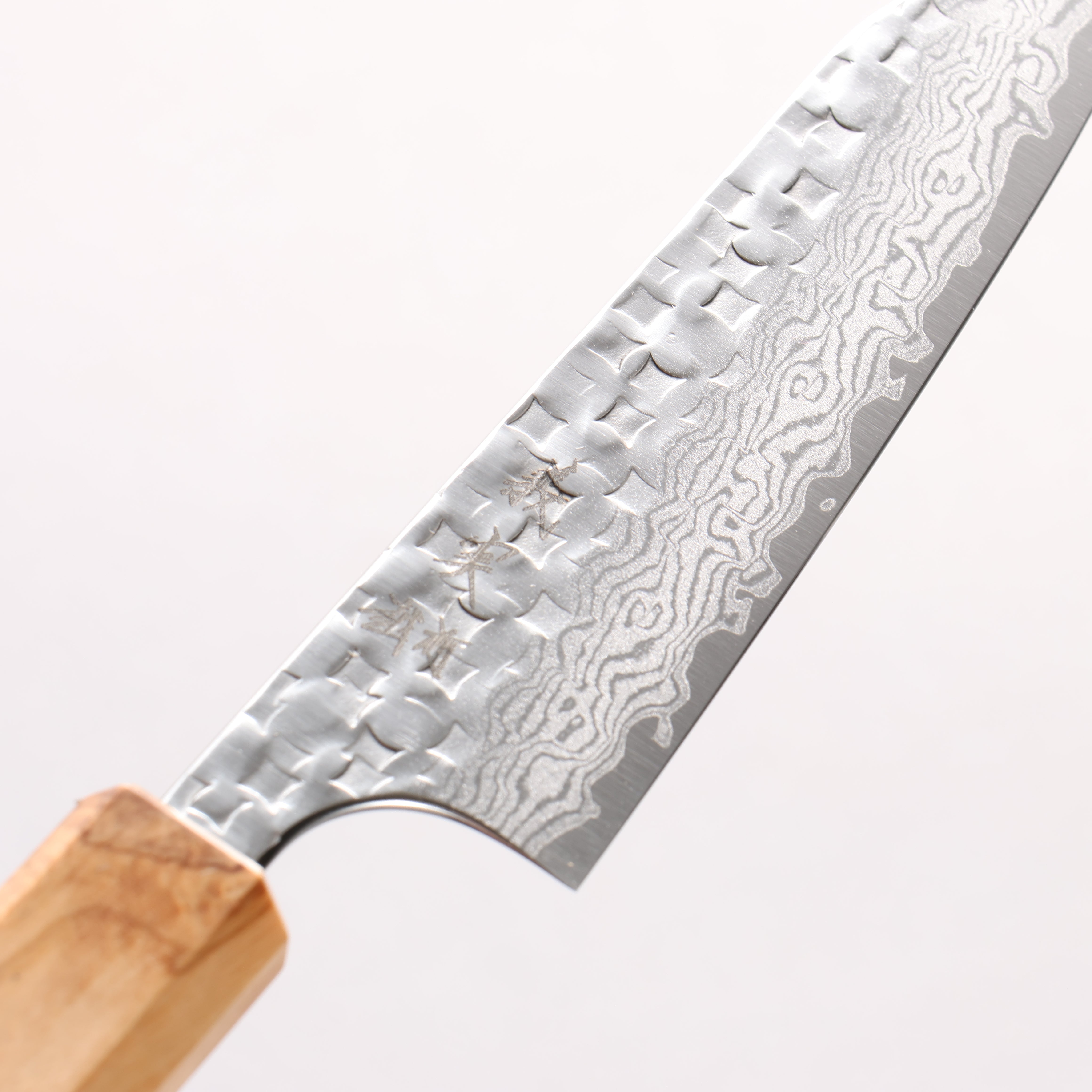 Yoshimi Kato Minamo II VG-XEOS Hammered Damascus Kiritsuke Petty-Utility 120mm Olive Tree and Black Resin Handle