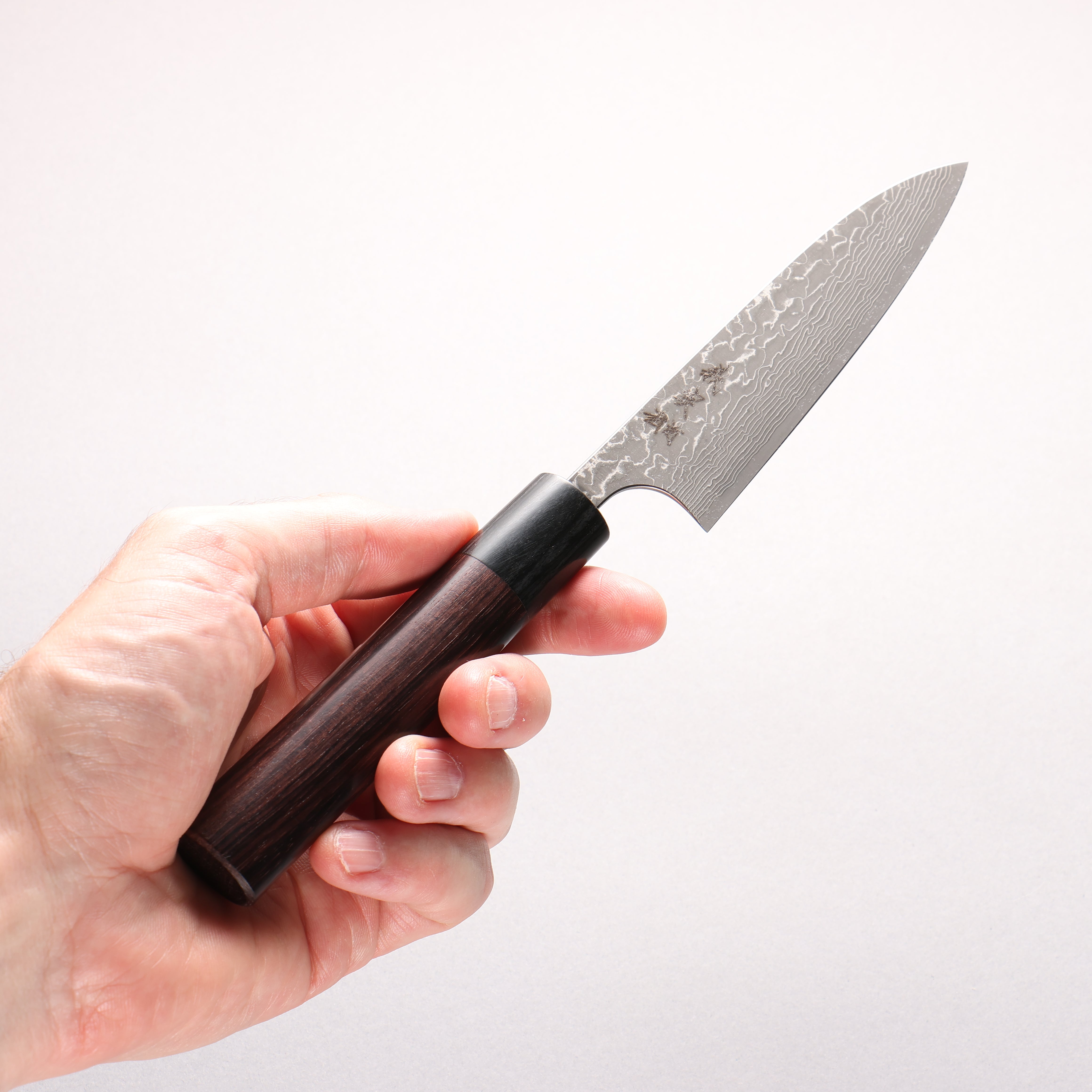 Yoshimi Kato VG10 Black Damascus Petty-Utility 120mm Rosewood (ferrule: Black Pakka wood) Maru Handle