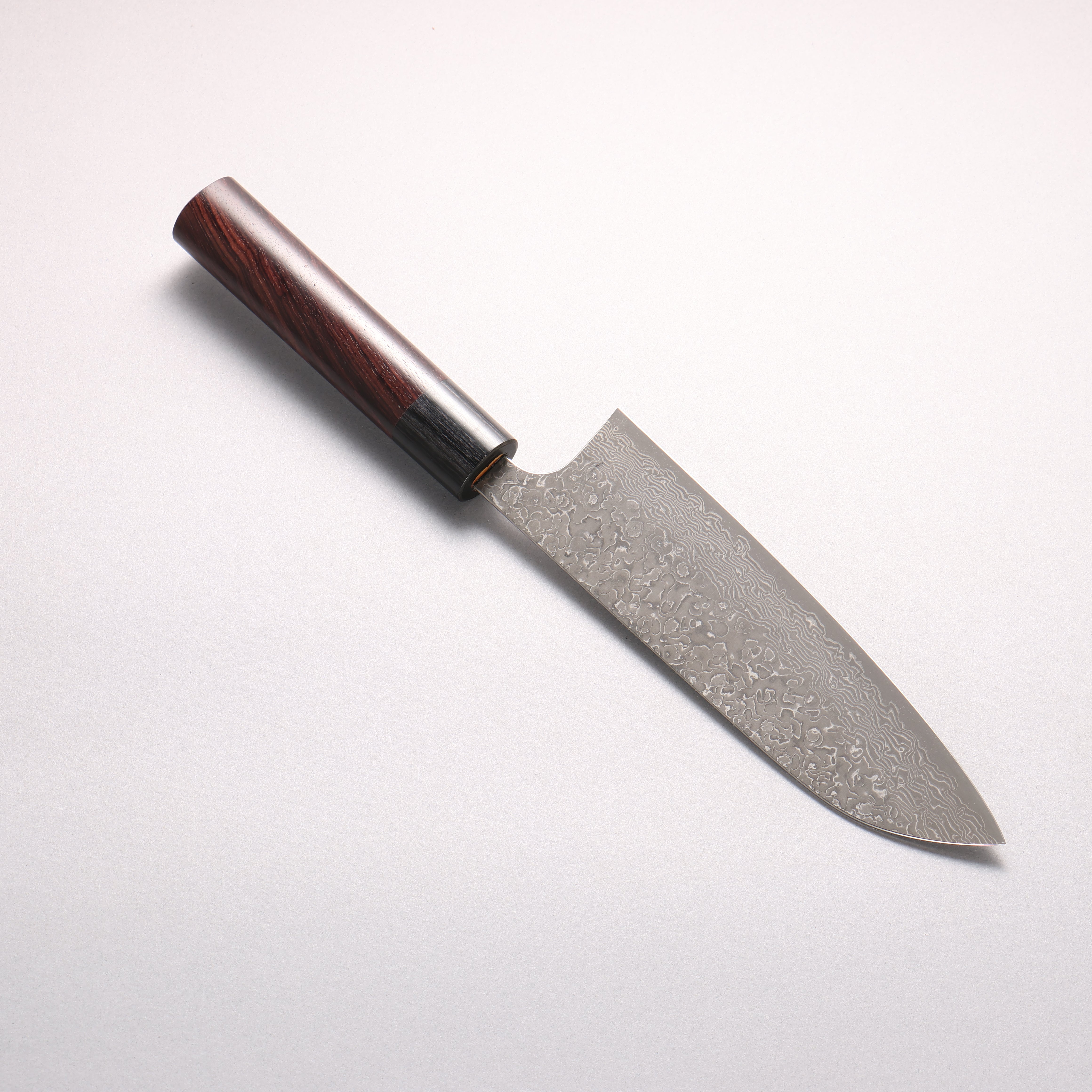 Yoshimi Kato VG10 Black Damascus Santoku 170mm Rosewood (ferrule: Black Pakka wood) Maru Handle