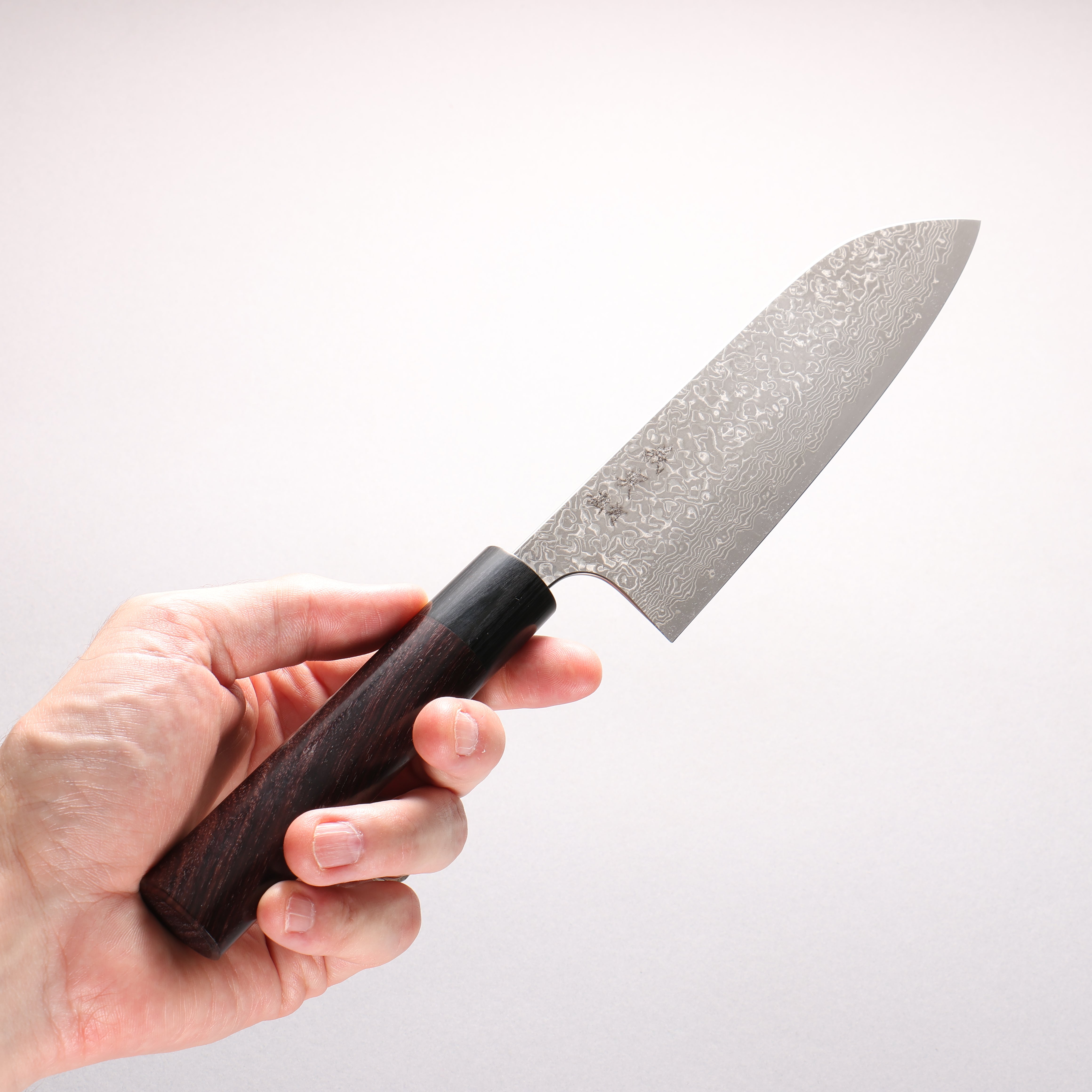 Yoshimi Kato VG10 Black Damascus Santoku 170mm Rosewood (ferrule: Black Pakka wood) Maru Handle