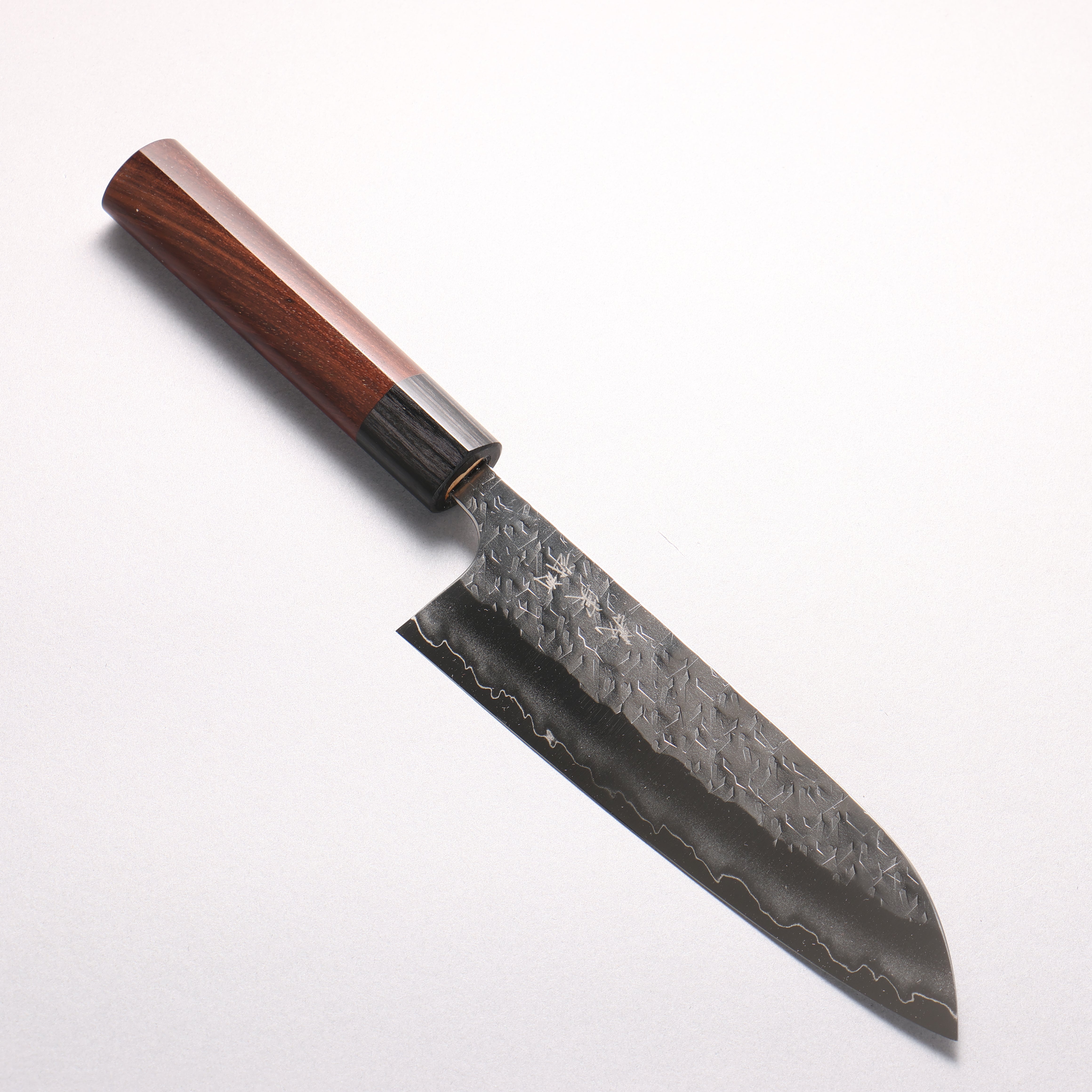 Yoshimi Kato Hyo SG2 Hammered Santoku 170mm Rosewood (ferrule: Black Pakka wood) Shinogi Handle