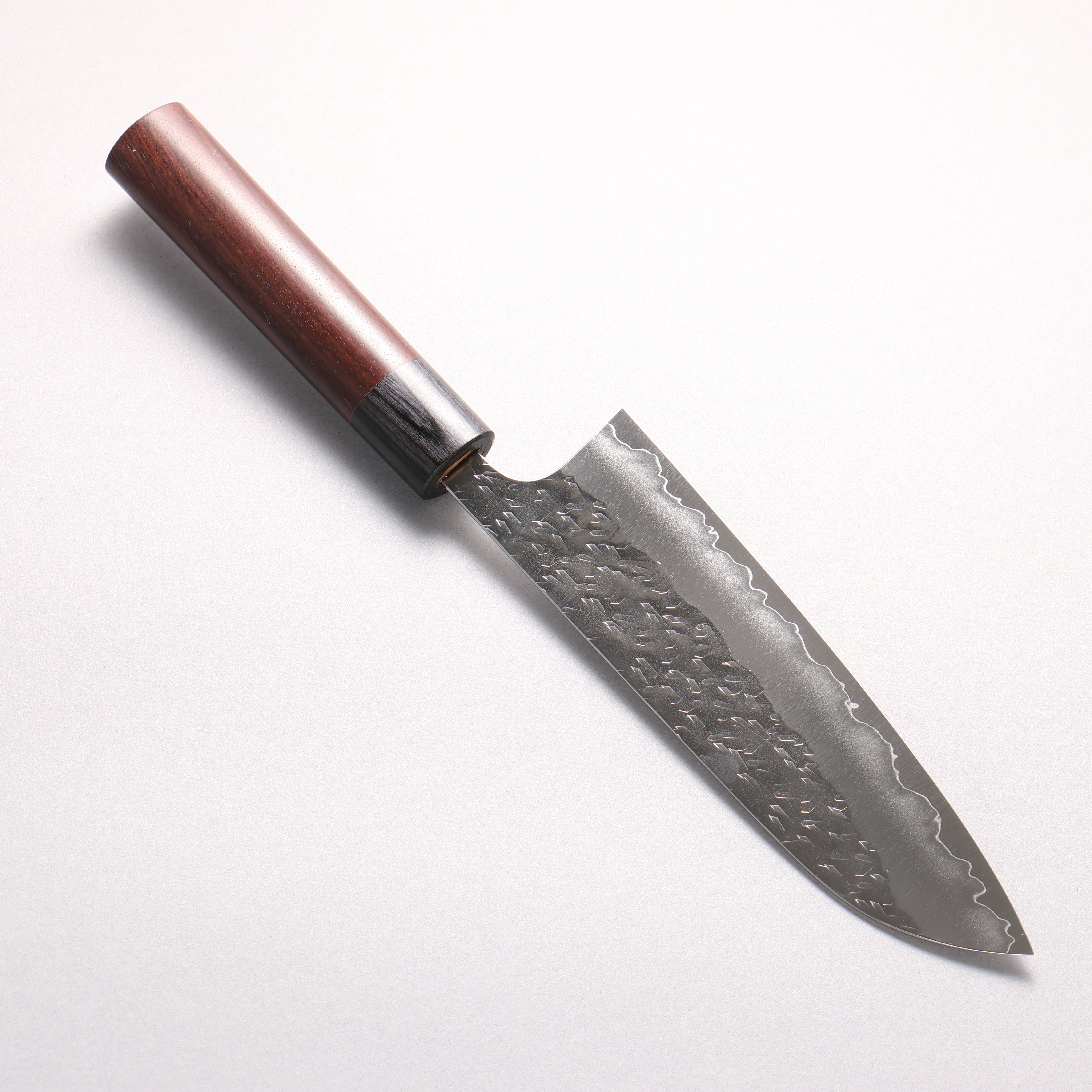 Yoshimi Kato Hyo SG2 Hammered Santoku 170mm Rosewood (ferrule: Black Pakka wood) Shinogi Handle