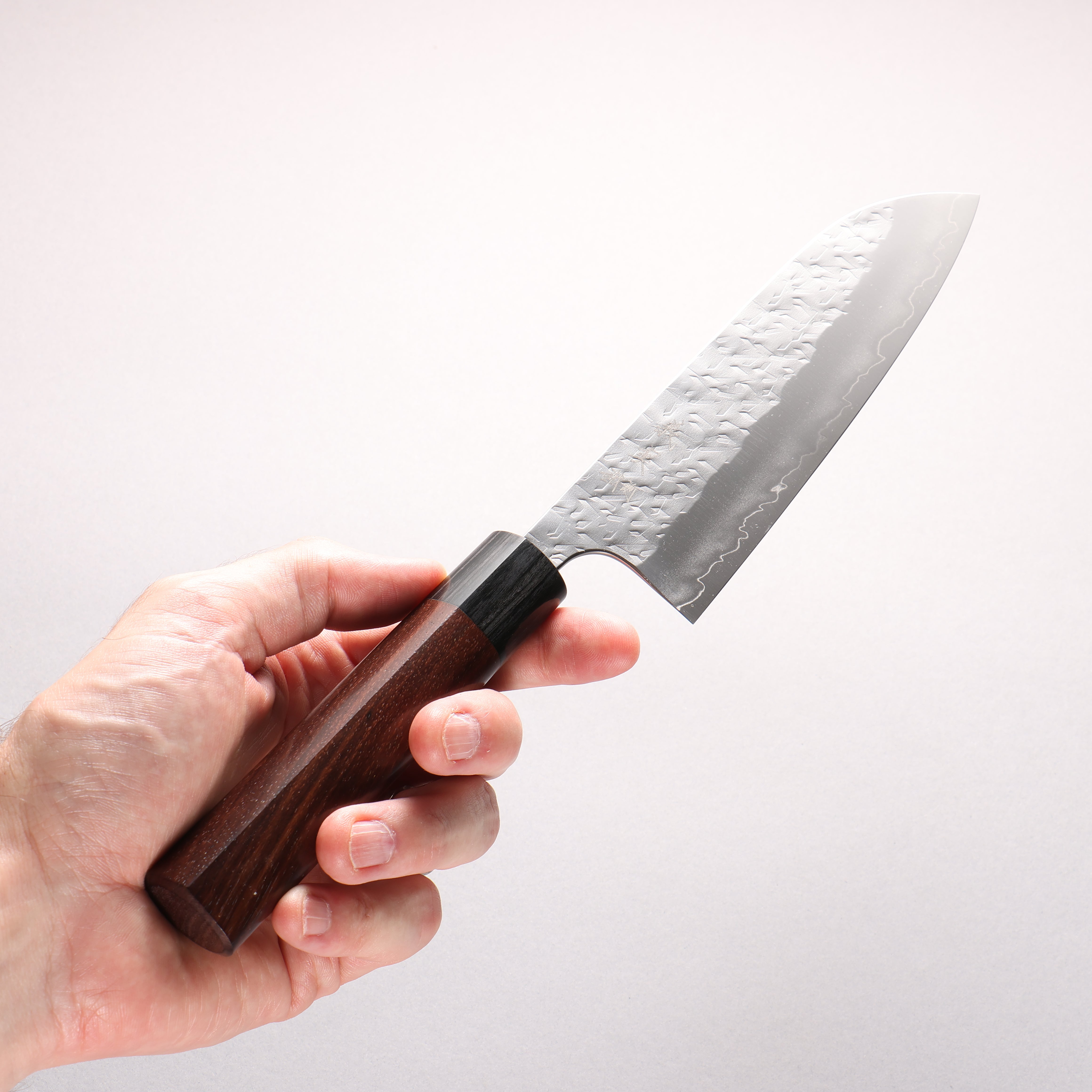 Yoshimi Kato Hyo SG2 Hammered Santoku 170mm Rosewood (ferrule: Black Pakka wood) Shinogi Handle