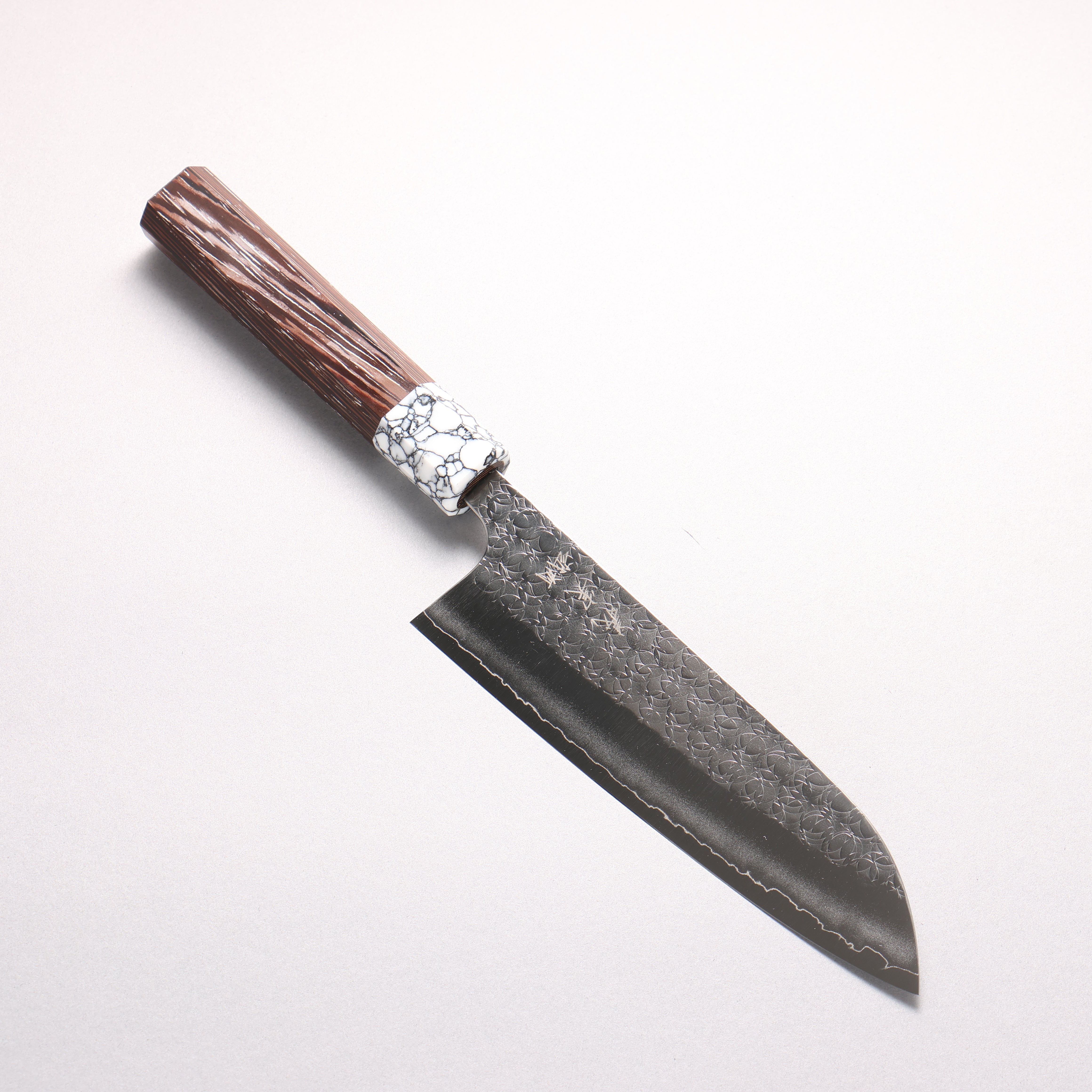 Yoshimi Kato Minamo SG2 Hammered Santoku 170mm Wenge (ferrule: White Turquoise) Handle