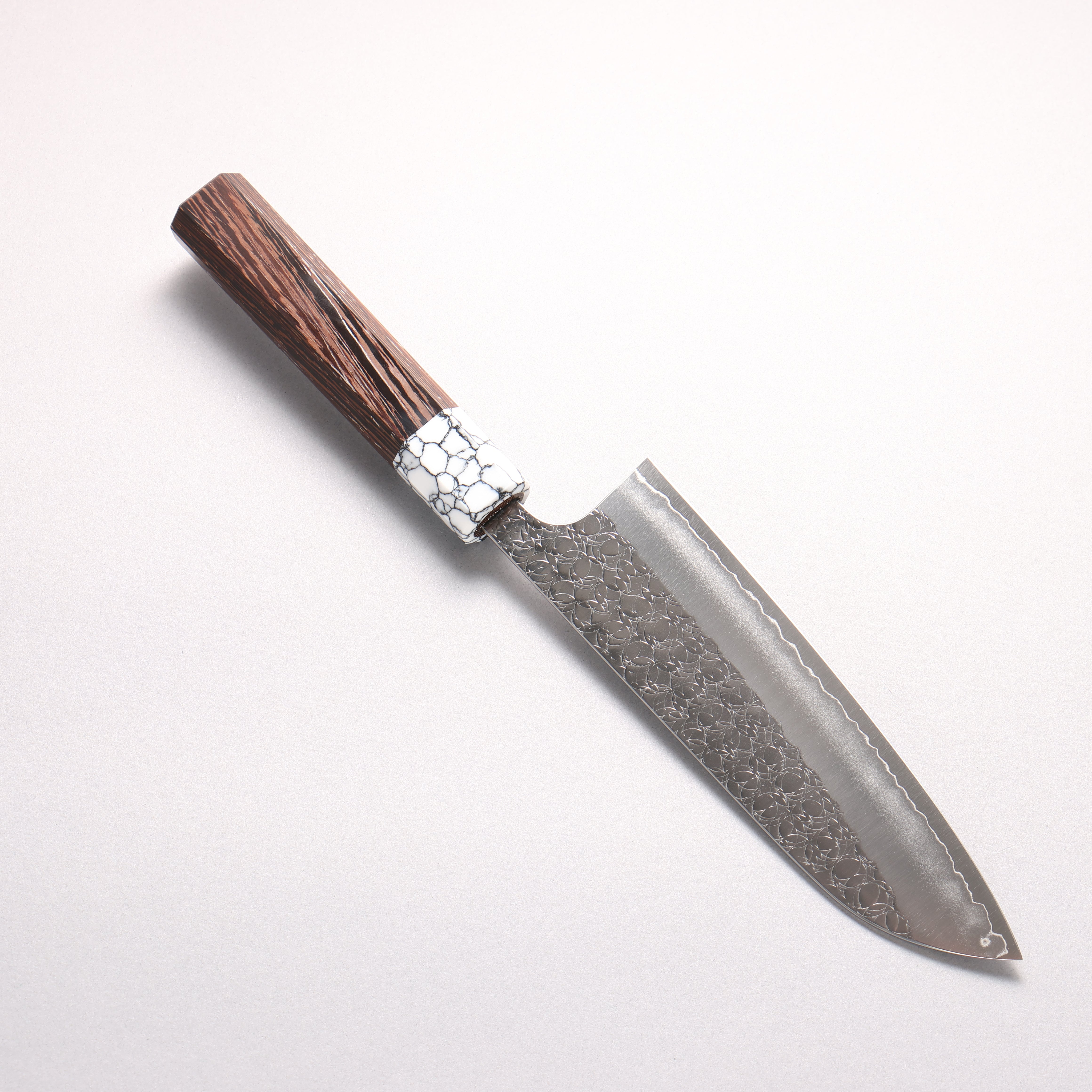 Yoshimi Kato Minamo SG2 Hammered Santoku 170mm Wenge (ferrule: White Turquoise) Handle