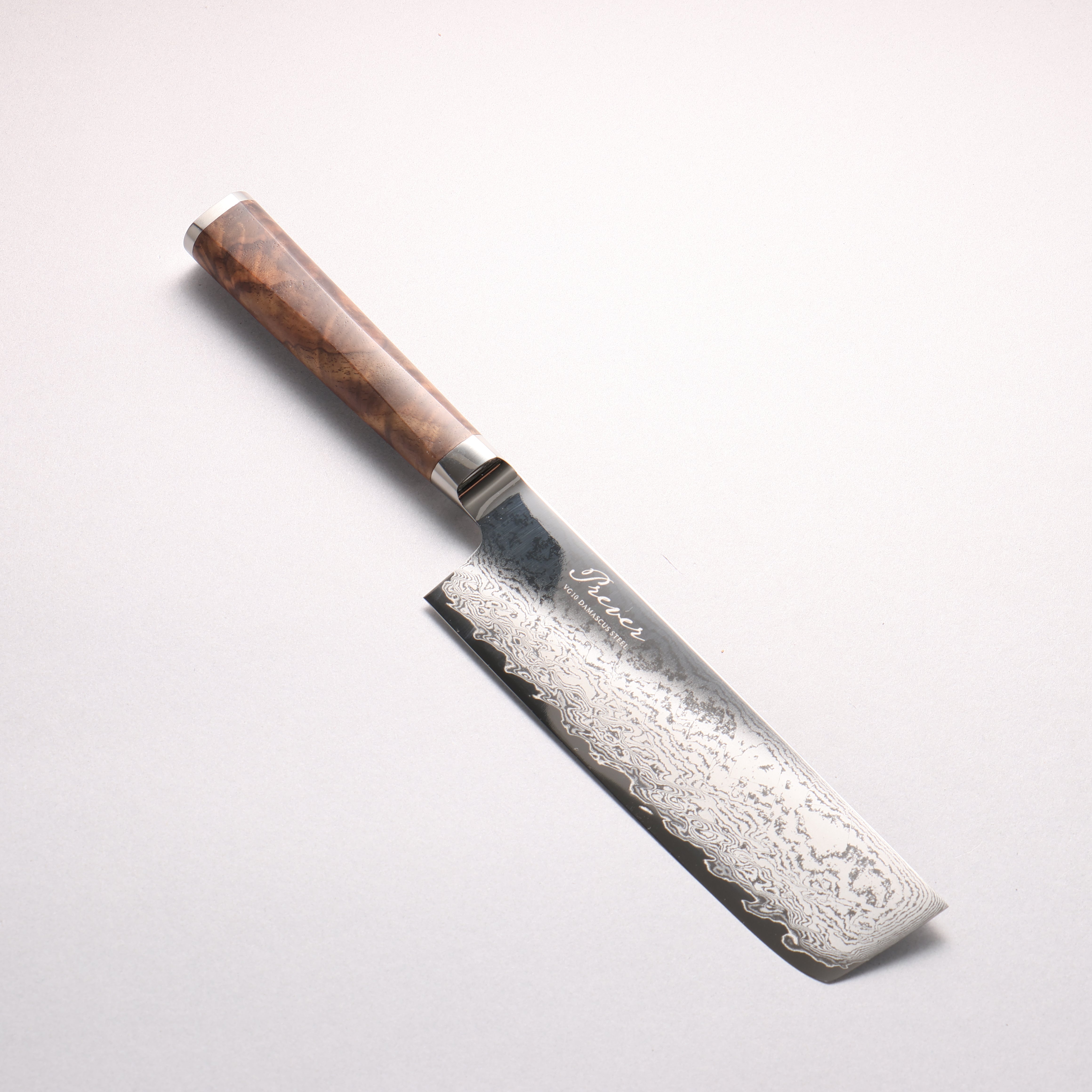 Ryusen Prever VG10 Damascus Nakiri 175mm Walnut Handle