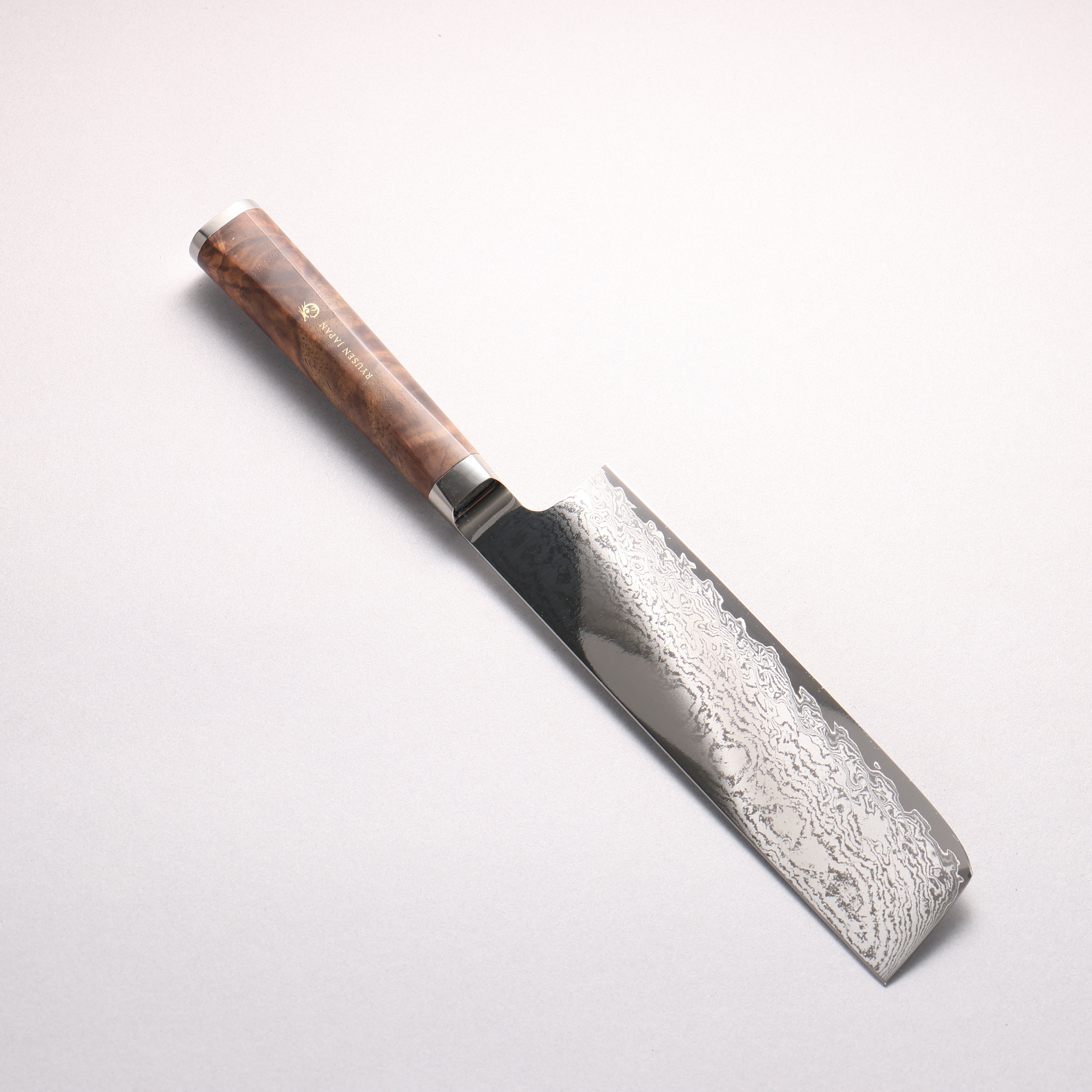 Ryusen Prever VG10 Damascus Nakiri 175mm Walnut Handle