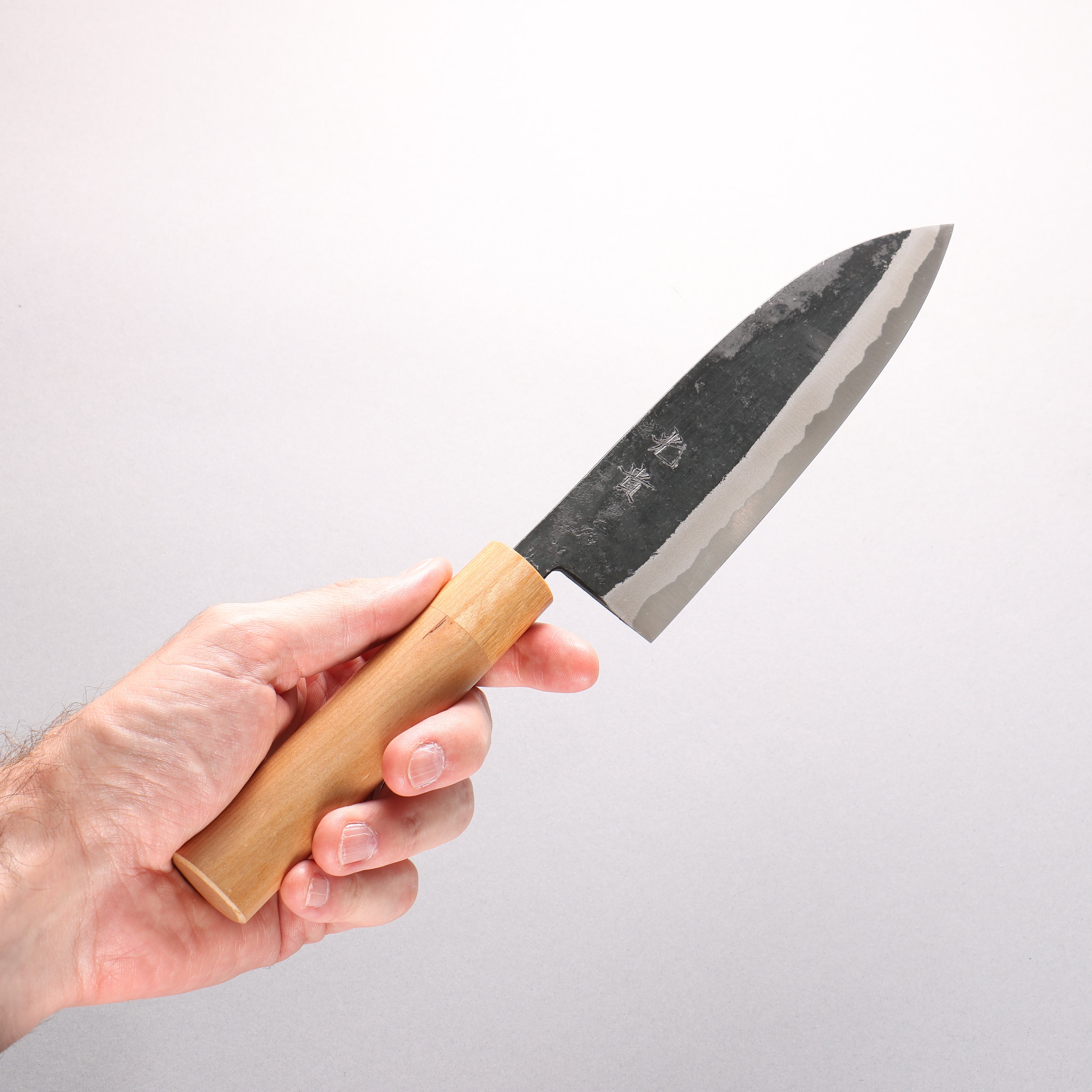 Kouki Blue Steel No.2 Black Finished Santoku 180mm American Cherry Handle