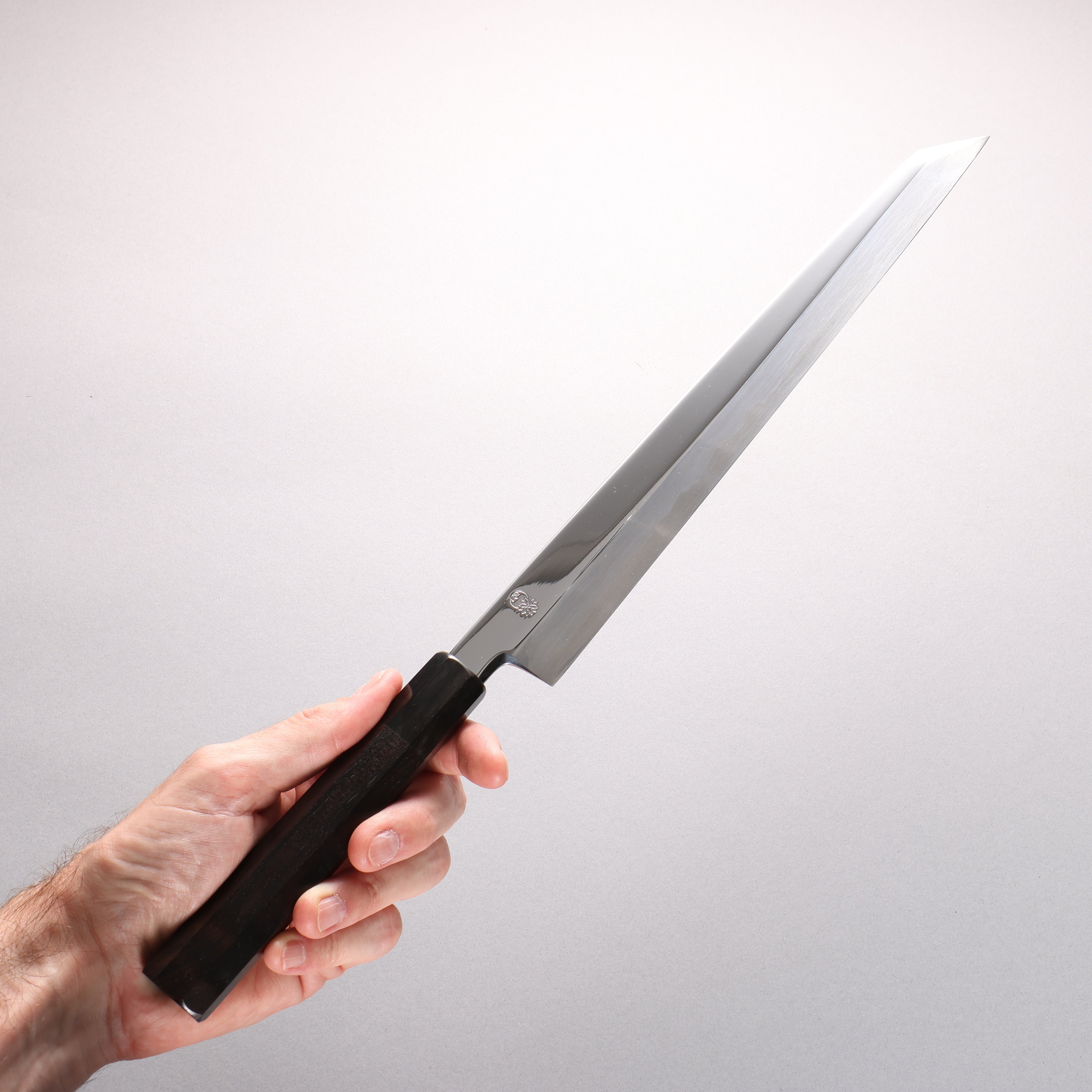 Choyo Blue Steel No.1 Mirrored Finish Kiritsuke Yanagiba 300mm Ebony Wood (ferrule: Black Water Buffalo Horn) Handle
