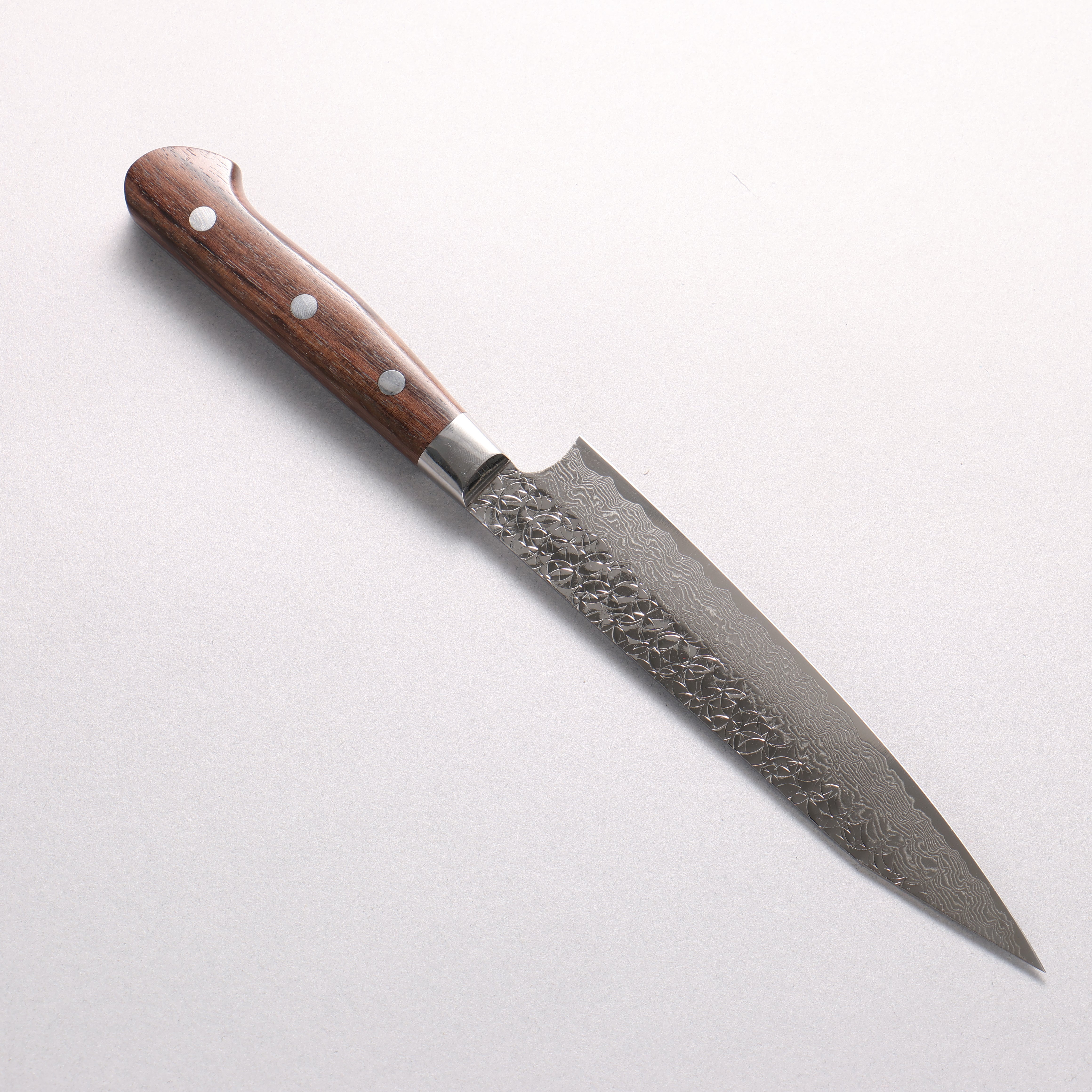 Sakai Takayuki SG2 Hammered Damascus Migaki Finished Kengata Petty-Utility 150mm Rosewood Handle