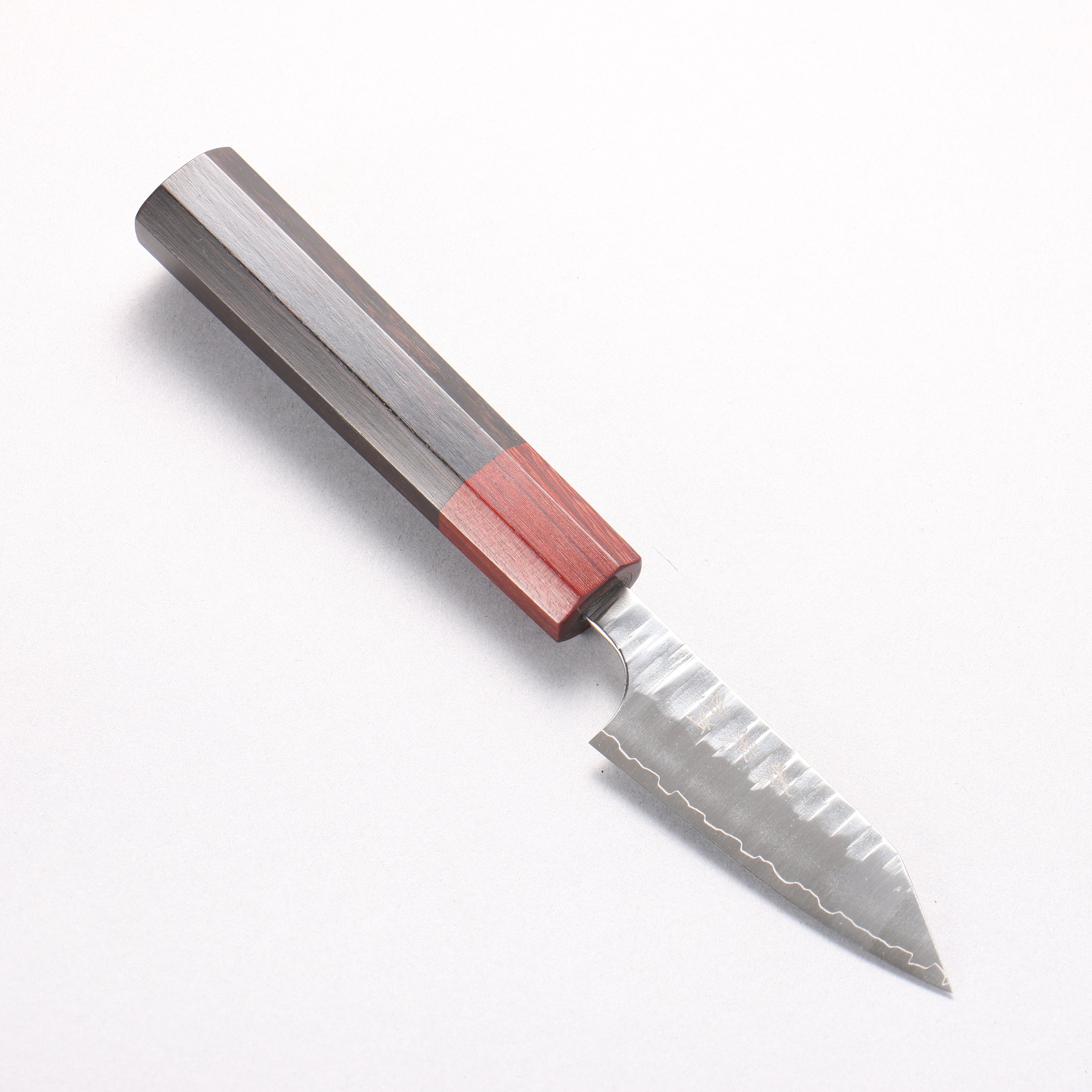 Yoshimi Kato Kasuri SPG STRIX Hammered Kiritsuke Paring 80mm Ebony (ferrule: Sandalwood) Handle