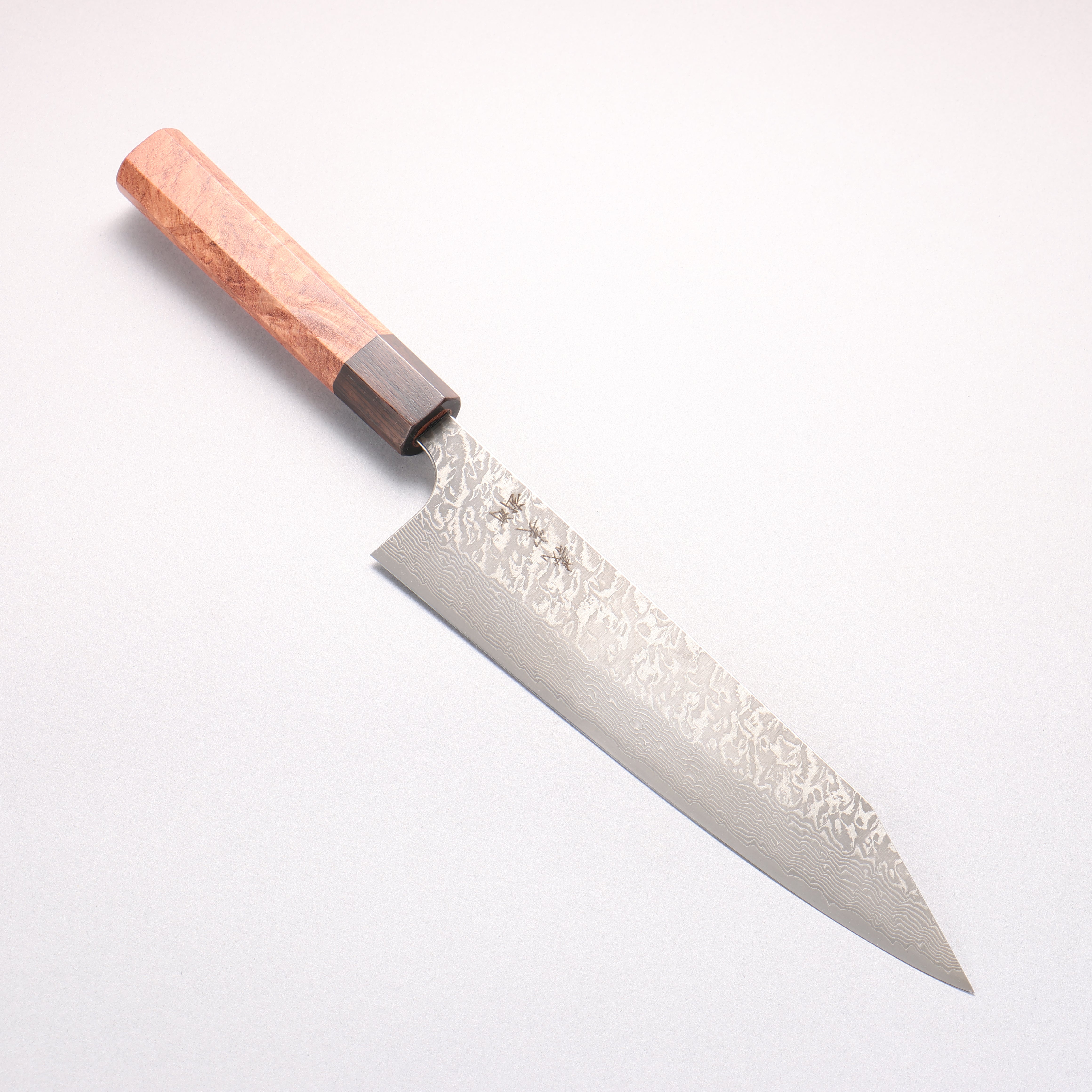 Yoshimi Kato VG10 Black Damascus Kiritsuke Gyuto 210mm Chinese Quince (Ferrule: Ebony) Handle