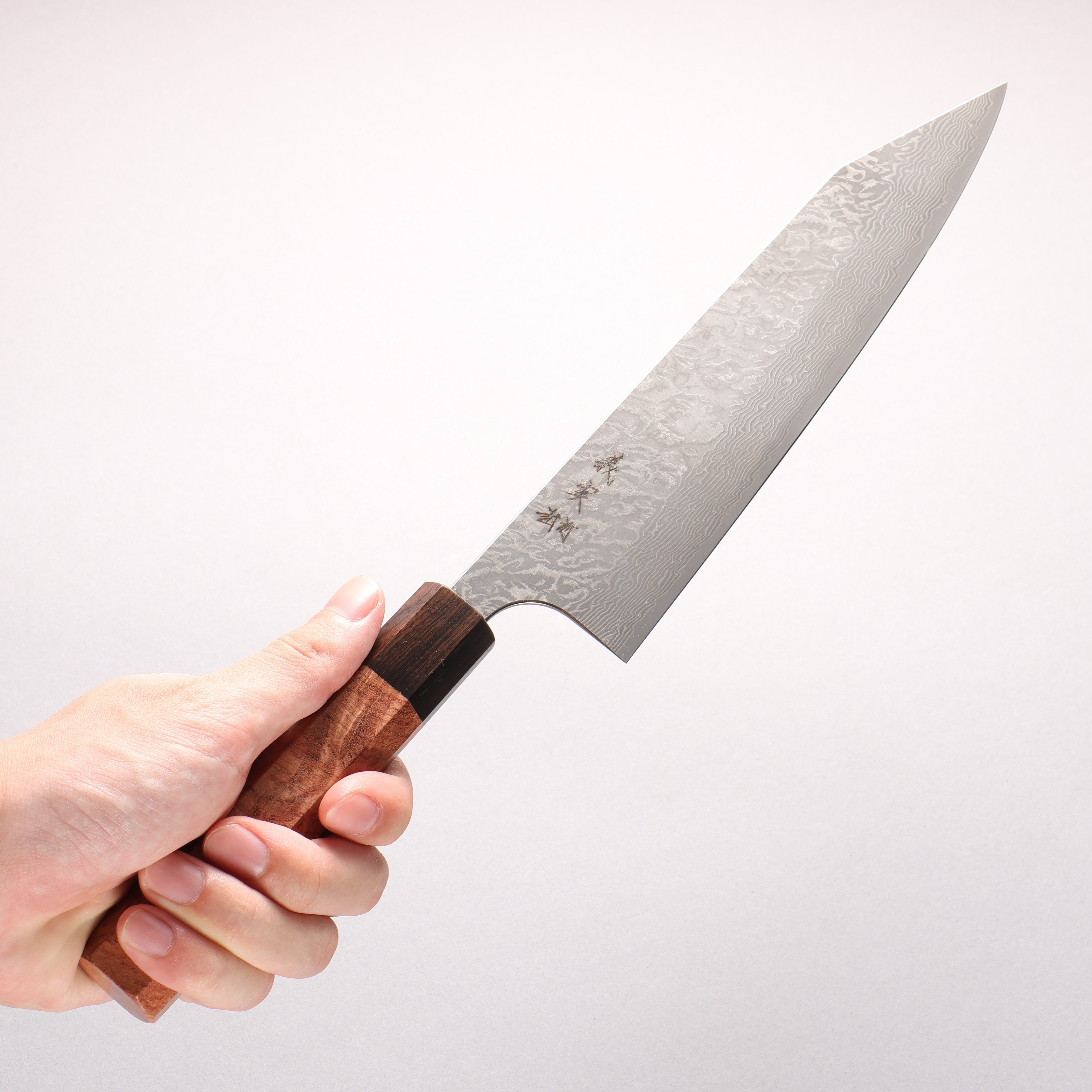 Yoshimi Kato VG10 Black Damascus Kiritsuke Gyuto 210mm Chinese Quince (Ferrule: Ebony) Handle