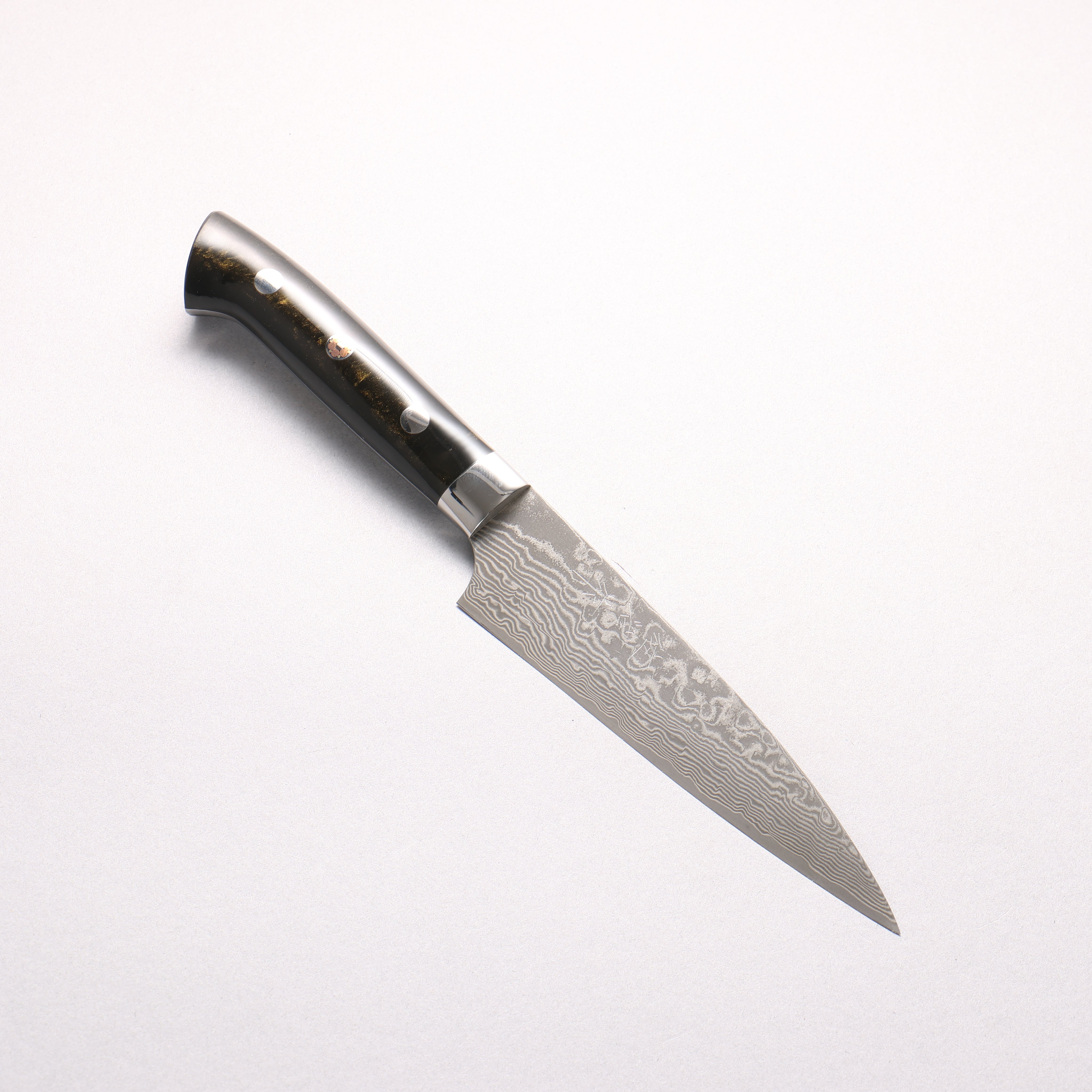 Takeshi Saji SG2 Black Damascus Petty-Utility 130mm Black With Gold Color Marble Acrylic Handle