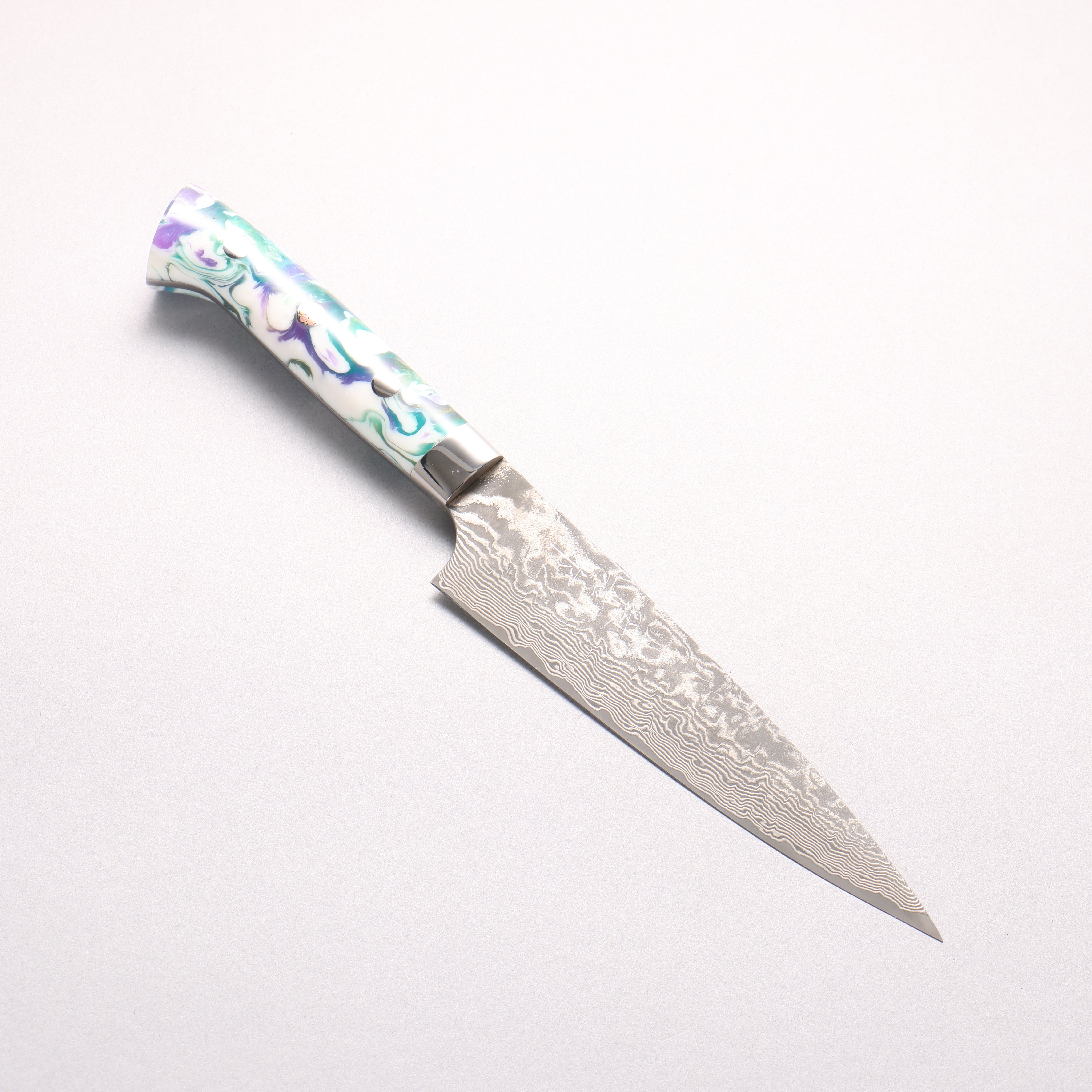 Takeshi Saji SG2 Black Damascus Petty-Utility 150mm White and Blue Marble Acrylic Handle