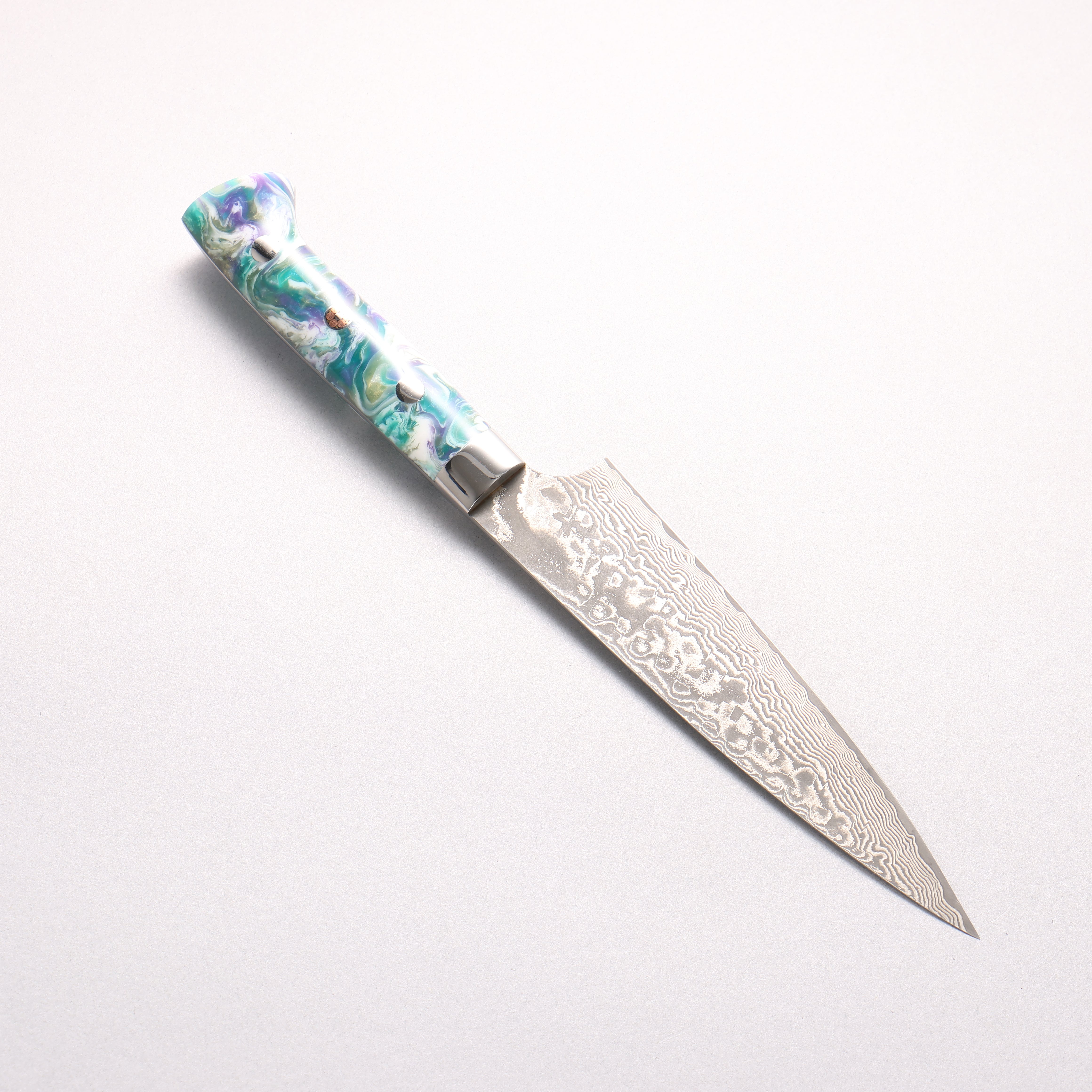 Takeshi Saji SG2 Black Damascus Petty-Utility 150mm White and Blue Marble Acrylic Handle