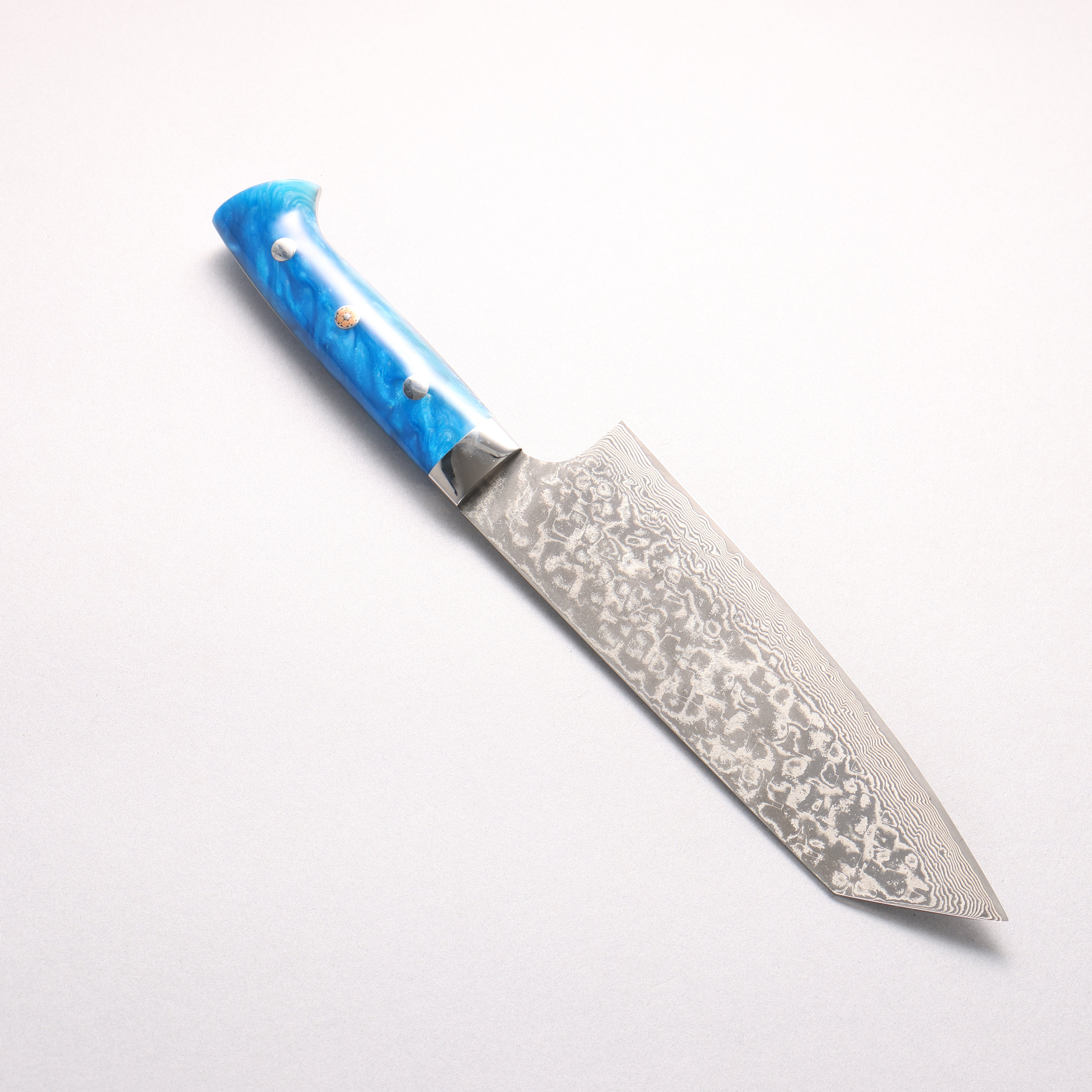 Takeshi Saji SG2 Black Damascus Bunka 180mm Blue and White Acrylic Handle
