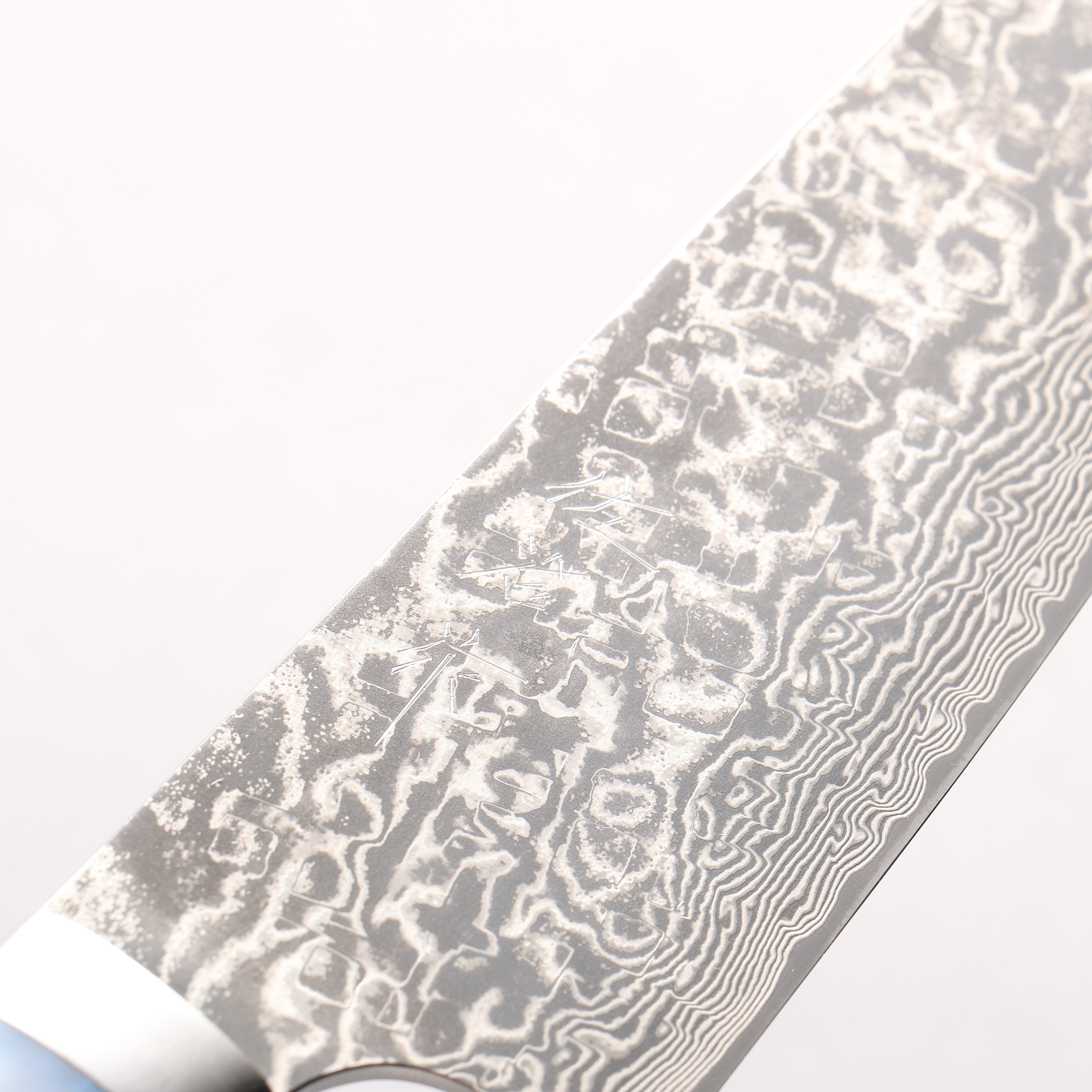Takeshi Saji SG2 Black Damascus Bunka 180mm Blue and White Acrylic Handle