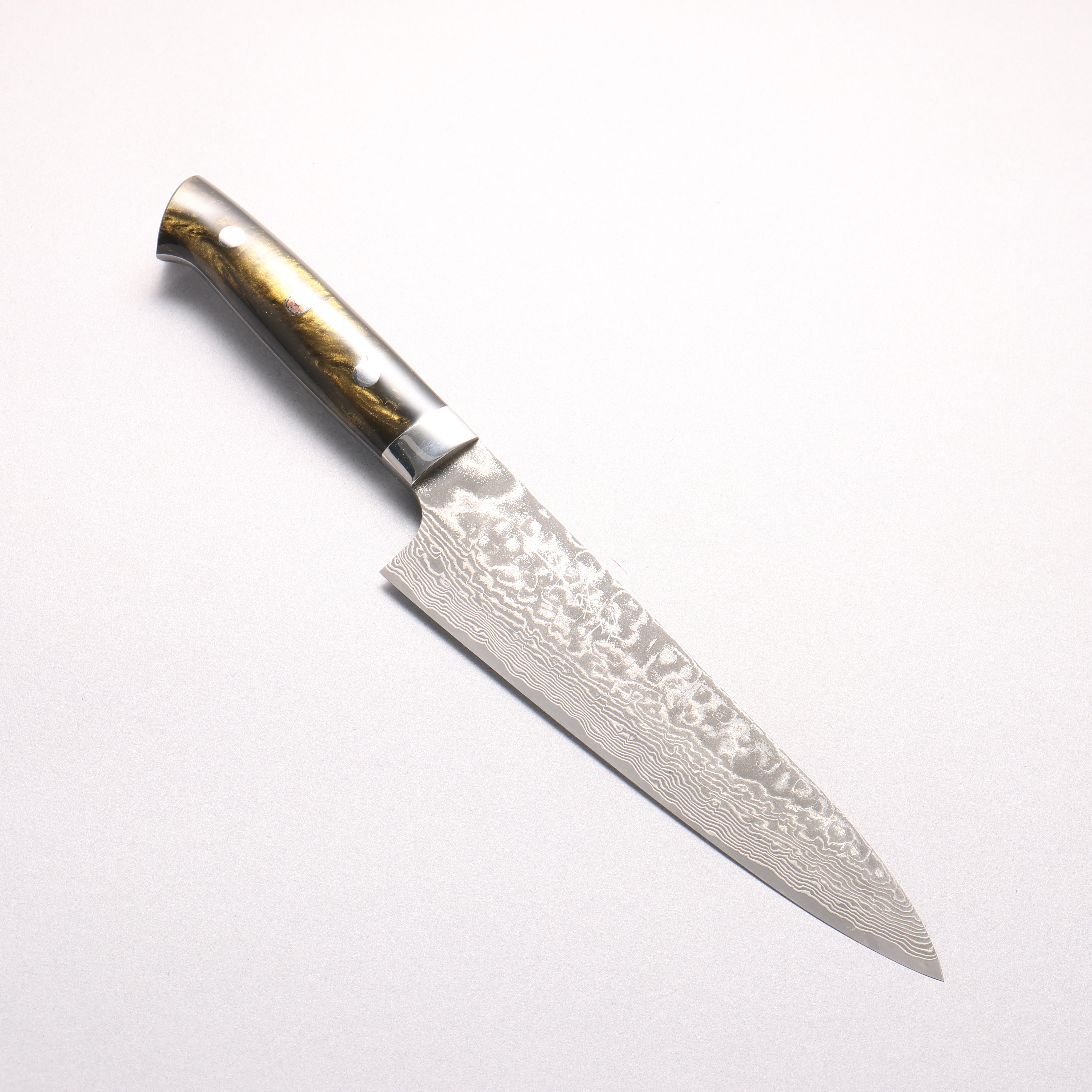 Takeshi Saji SG2 Black Damascus Gyuto 180mm Black With Gold Color Marble Acrylic Handle