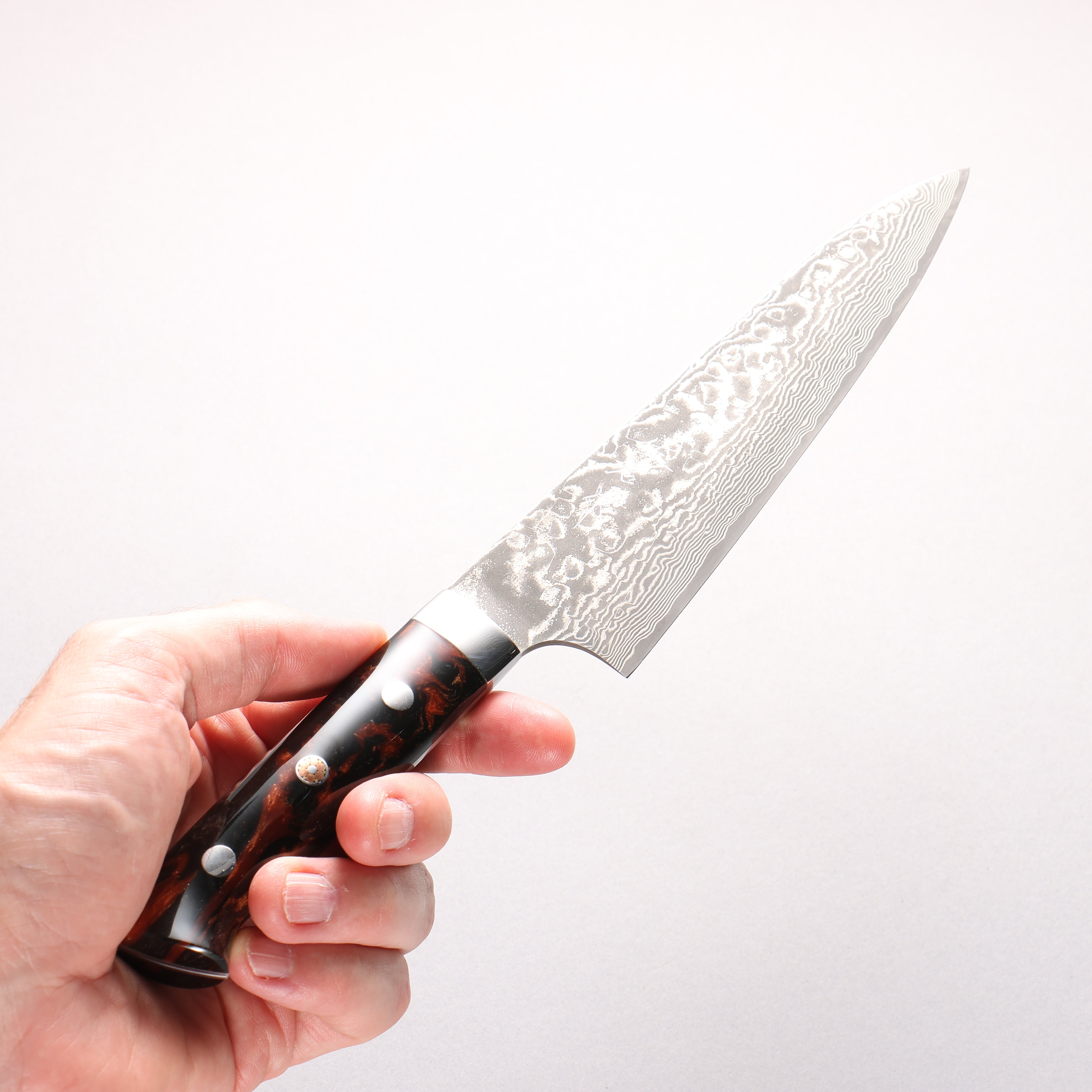 Takeshi Saji SG2 Black Damascus Gyuto 180mm Black With Copper Color Marble Acrylic Handle
