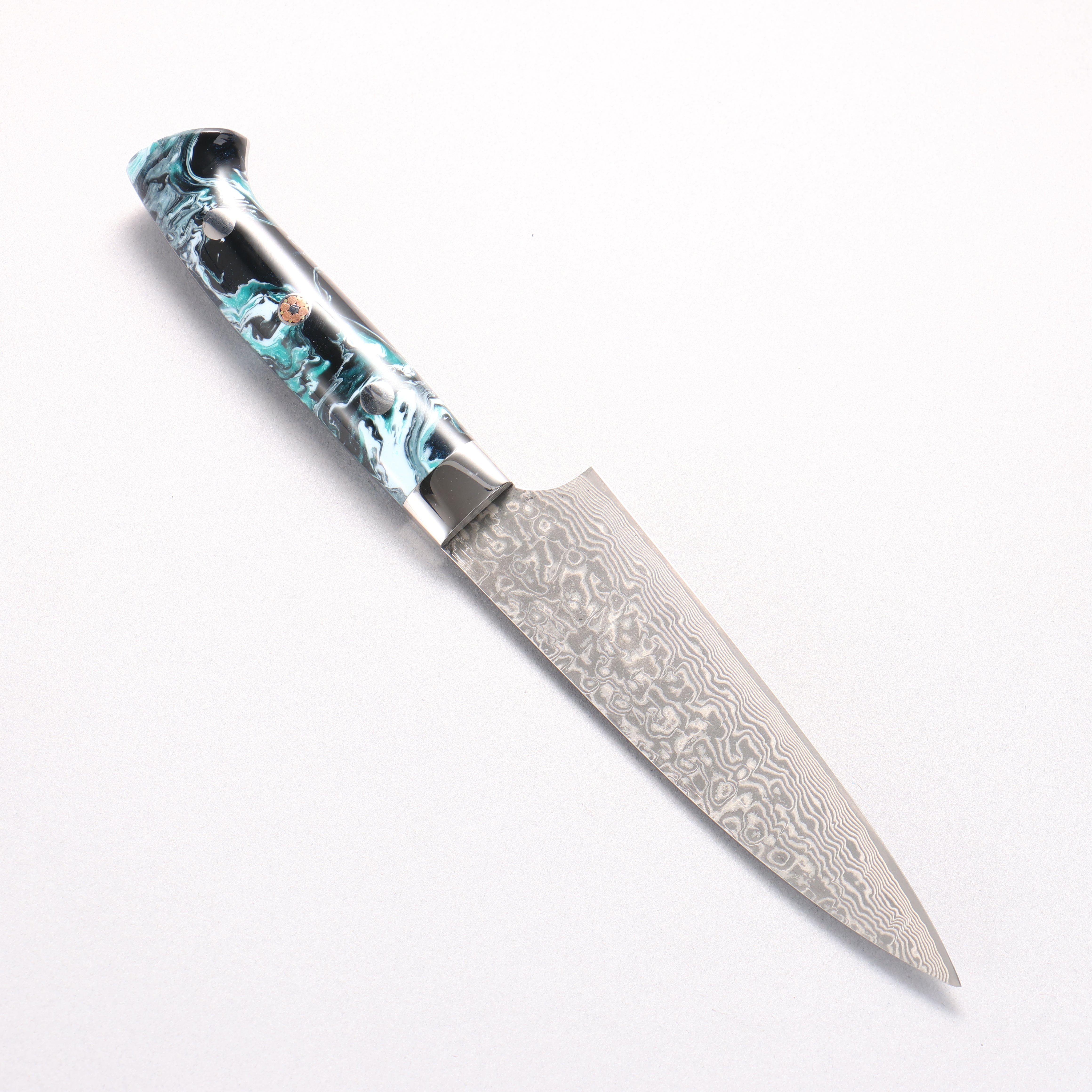 Takeshi Saji SG2 Black Damascus Petty-Utility 130mm White Blue Black Acrylic Handle