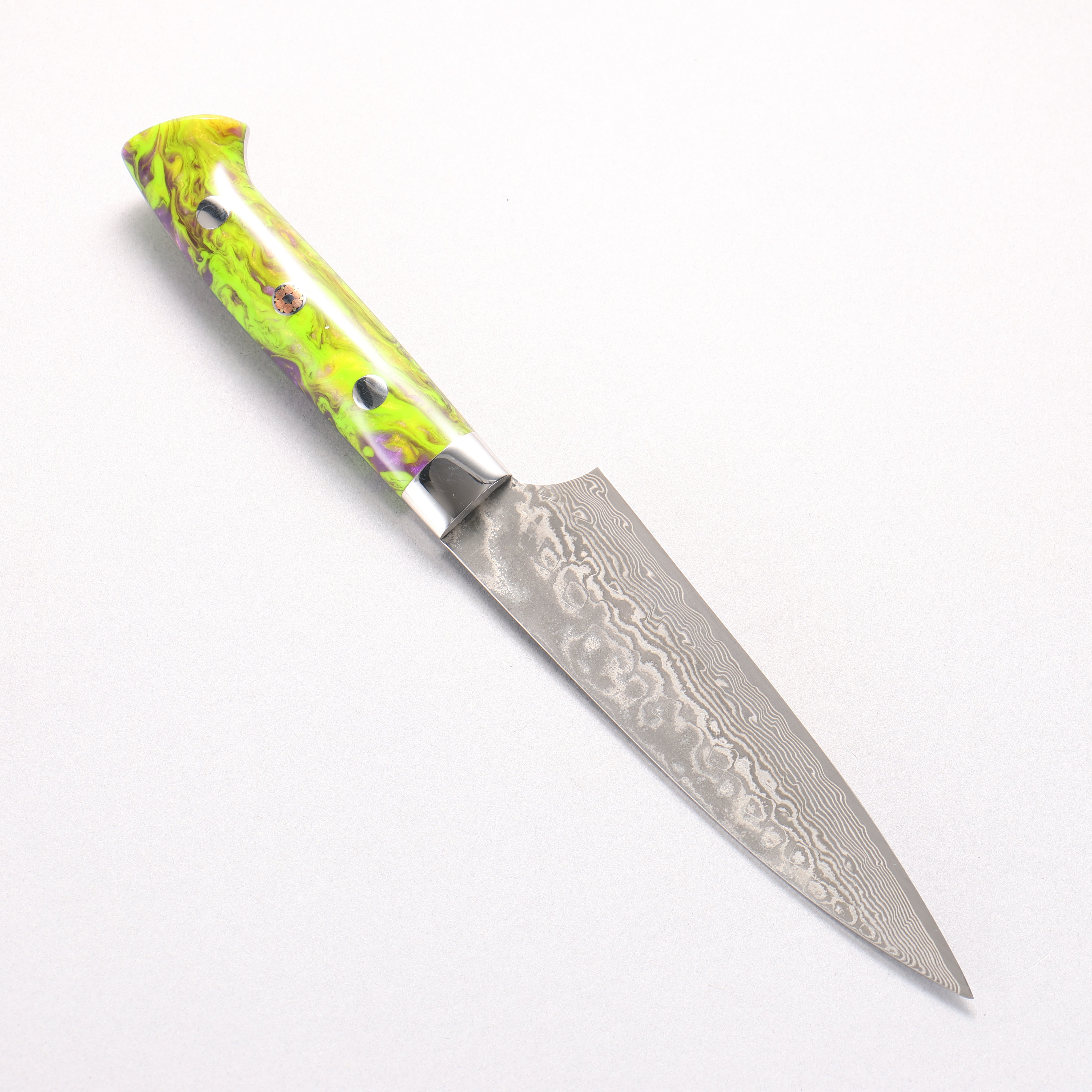 Takeshi Saji SG2 Black Damascus Petty-Utility 130mm Green and Purple Marble Acrylic Handle