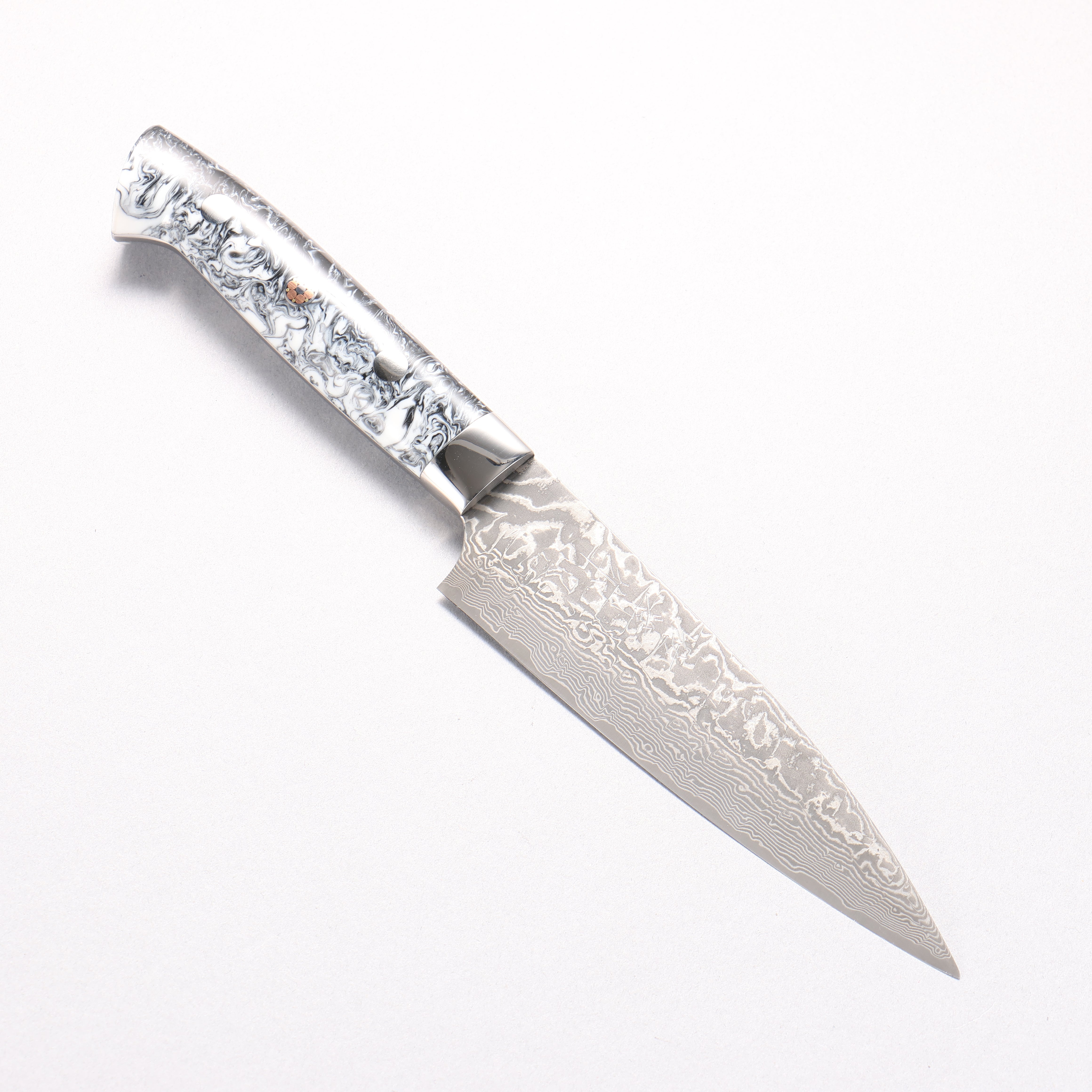 Takeshi Saji SG2 Black Damascus Petty-Utility 130mm White and Black Marble Acrylic Handle