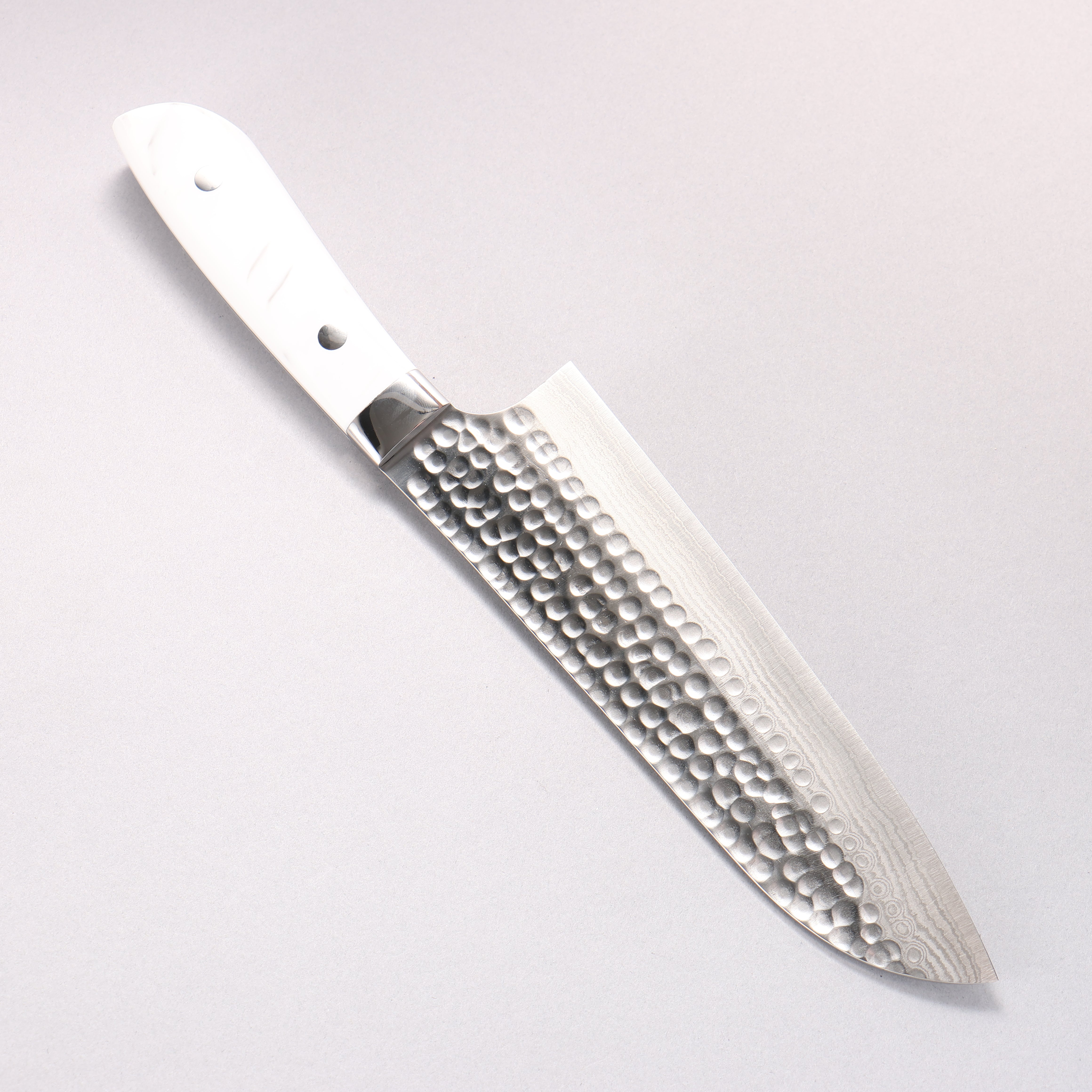 Takeshi Saji SRS13 Damascus Hammered(Maru) Santoku 180mm Corian (Cloud pattern) Handle