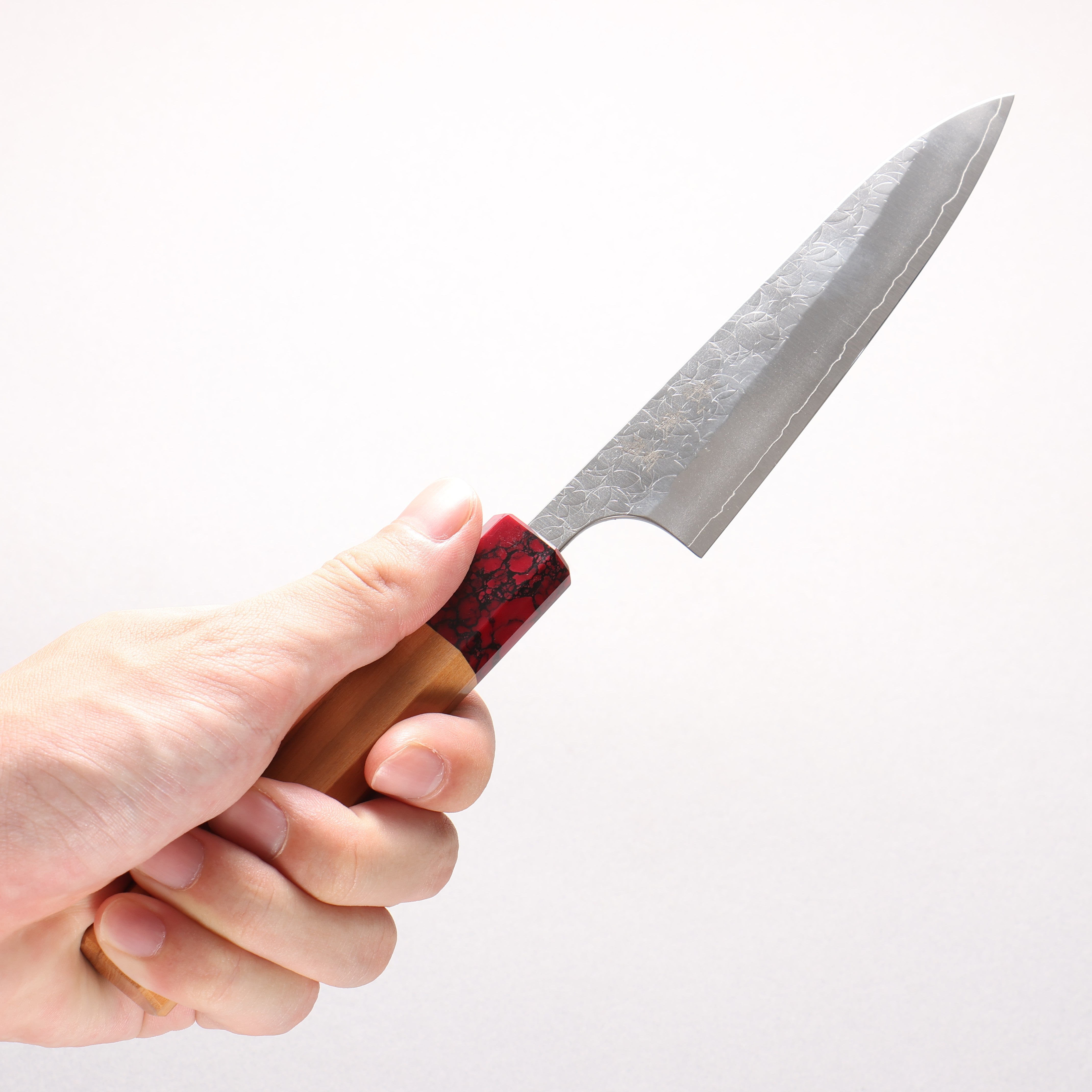 Yoshimi Kato Minamo SG2 Hammered Petty-Utility 120mm Olive Tree (ferrule: Red Turquoise) Handle