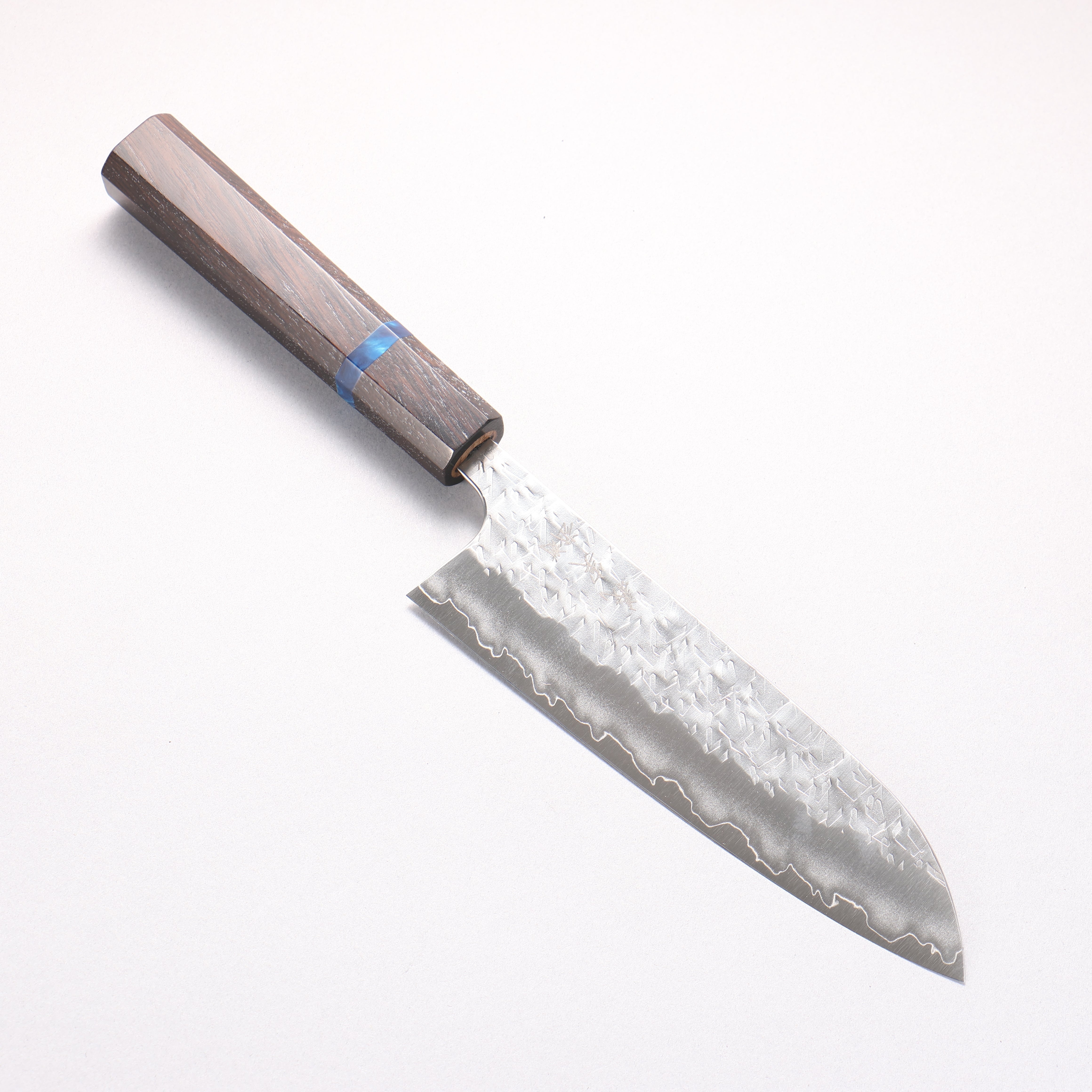 Yoshimi Kato Hyo SG2 Hammered Santoku 170mm Ebony (Blue Ring) Handle
