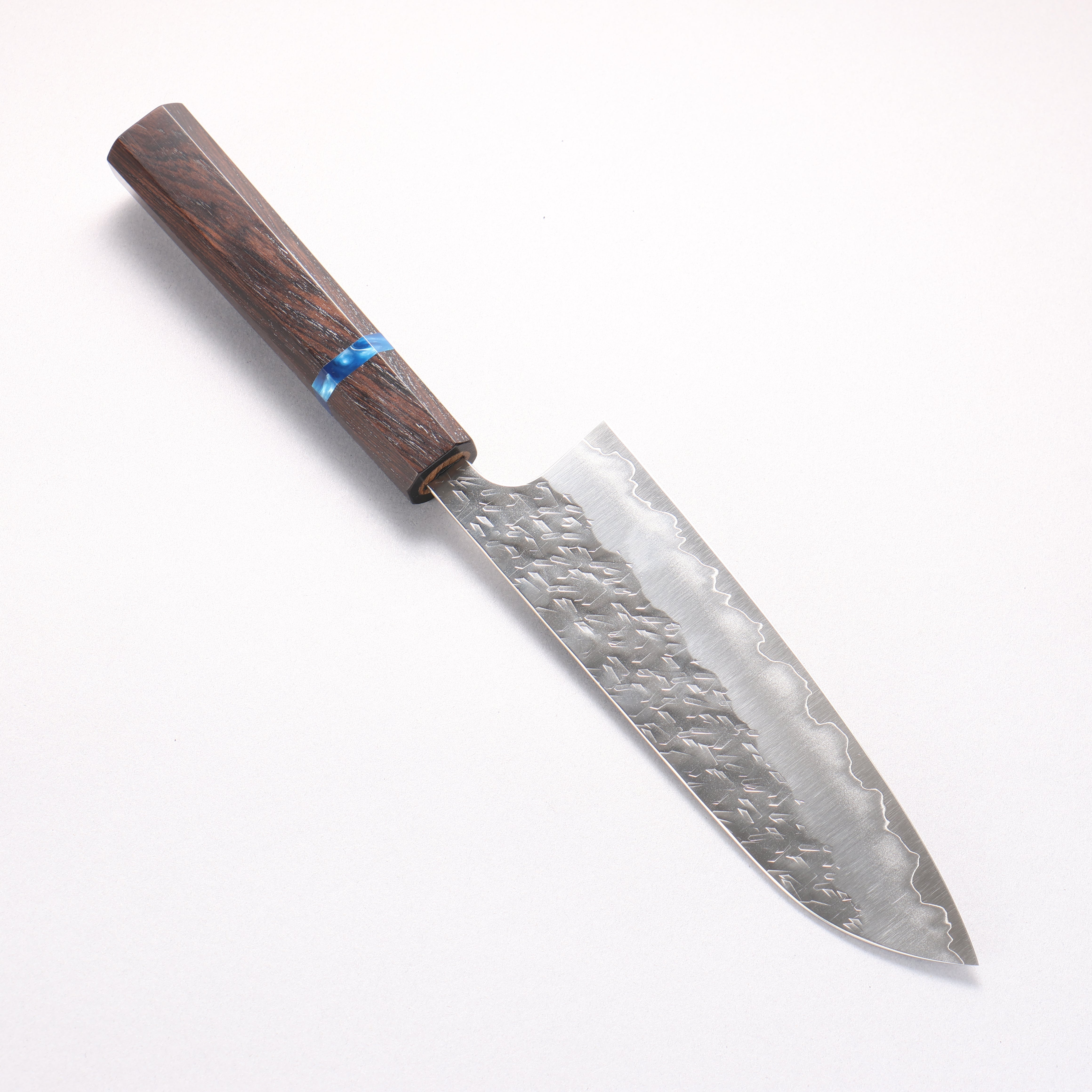 Yoshimi Kato Hyo SG2 Hammered Santoku 170mm Ebony (Blue Ring) Handle